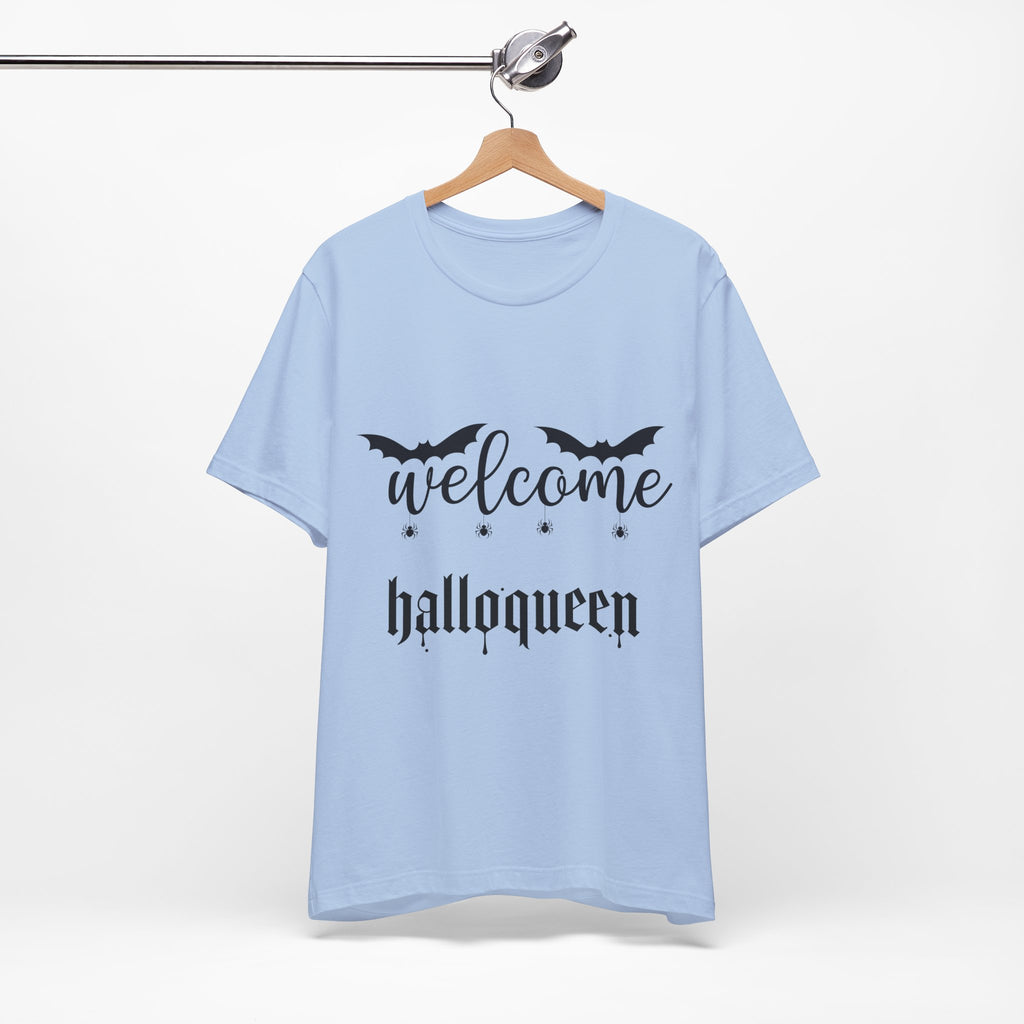 Welcome HalloQueen T‑Shirt — Halloween Bat Graphic Tee