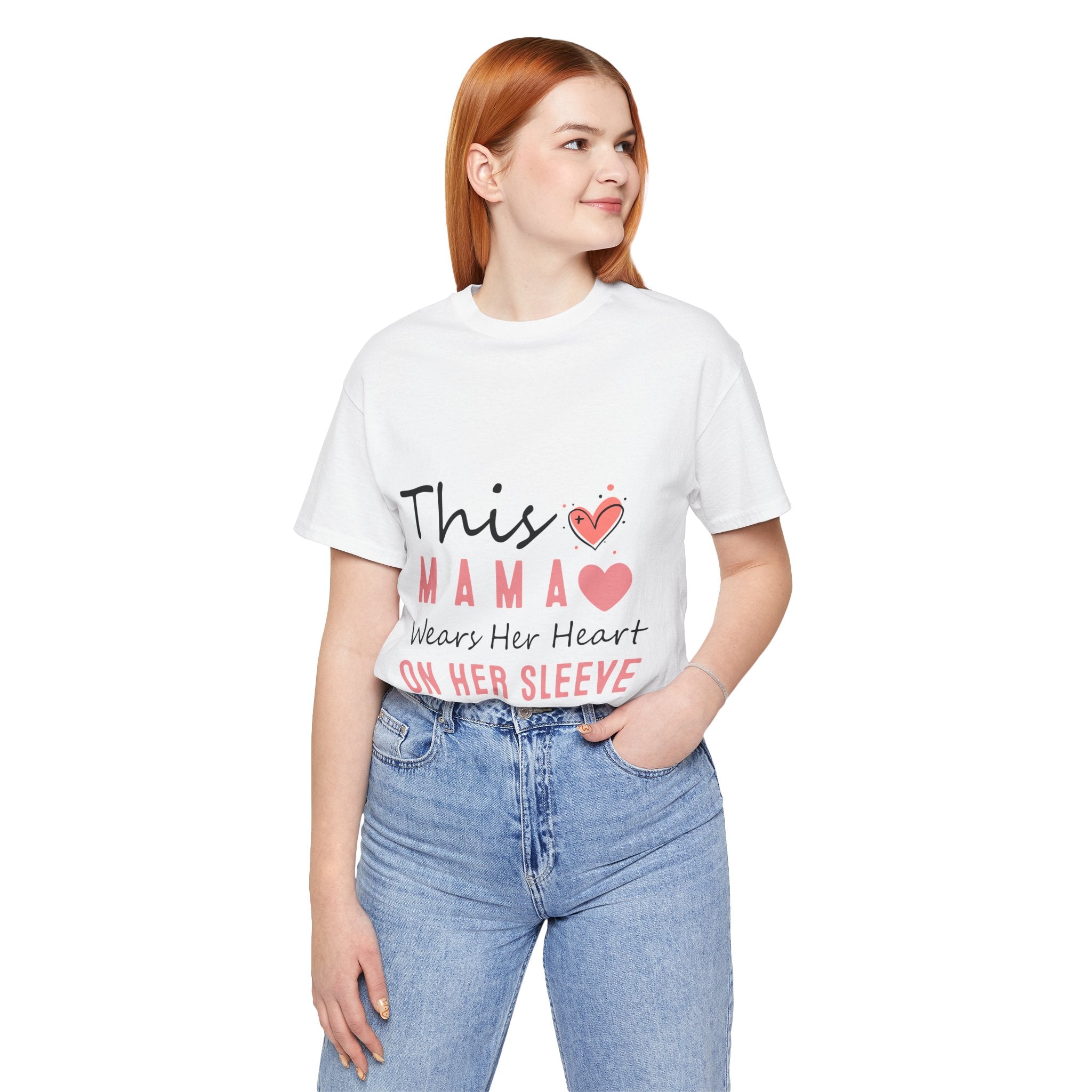 This Mama Wears Her Heart On Her Sleeve T-Shirt – Mother's Day Heart Tee