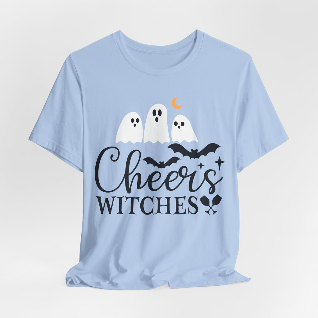 Cheers Witches Halloween Tee — Cute Ghosts, Bats & Party Slogan
