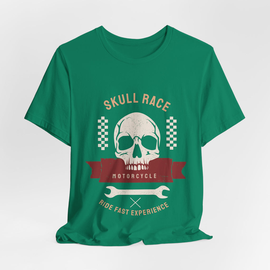 Skull Race Motorcycle Tee — Ride Fast Experience Graphic Shirt