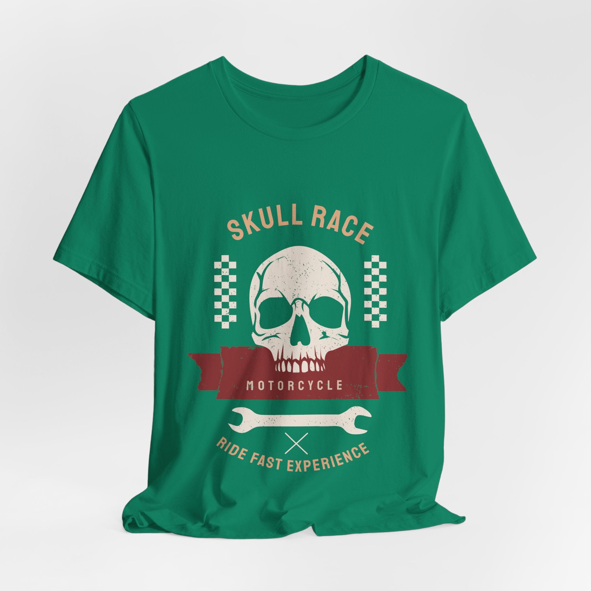 Skull Race Motorcycle Tee — Ride Fast Experience Graphic Shirt