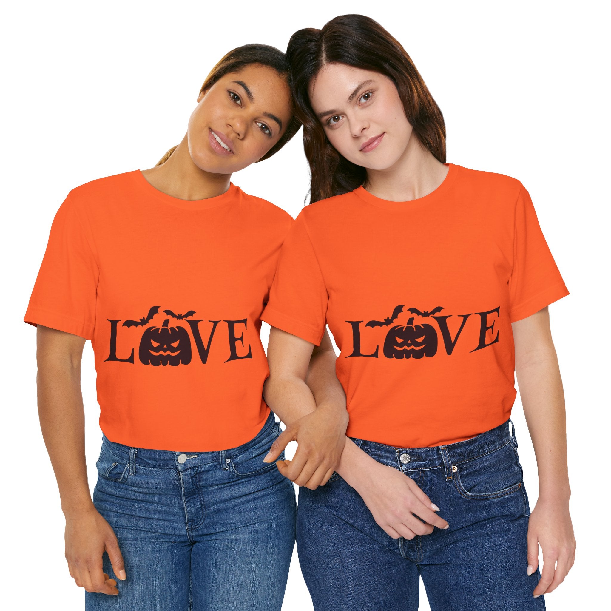 Halloween Love T-Shirt - Jack-o'-Lantern & Bats Graphic Tee