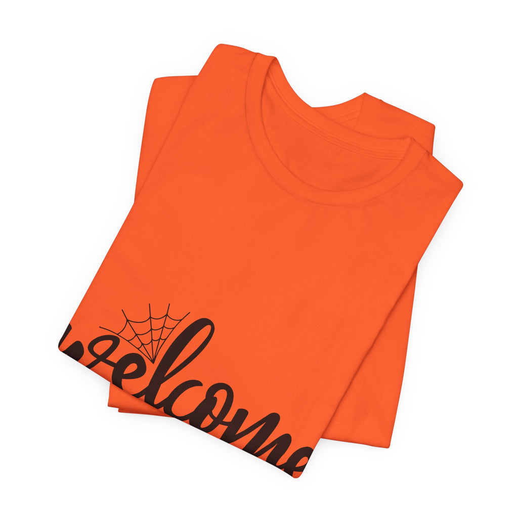 Welcome Home Halloween T-Shirt — Bat & Spiderweb Spooky Tee