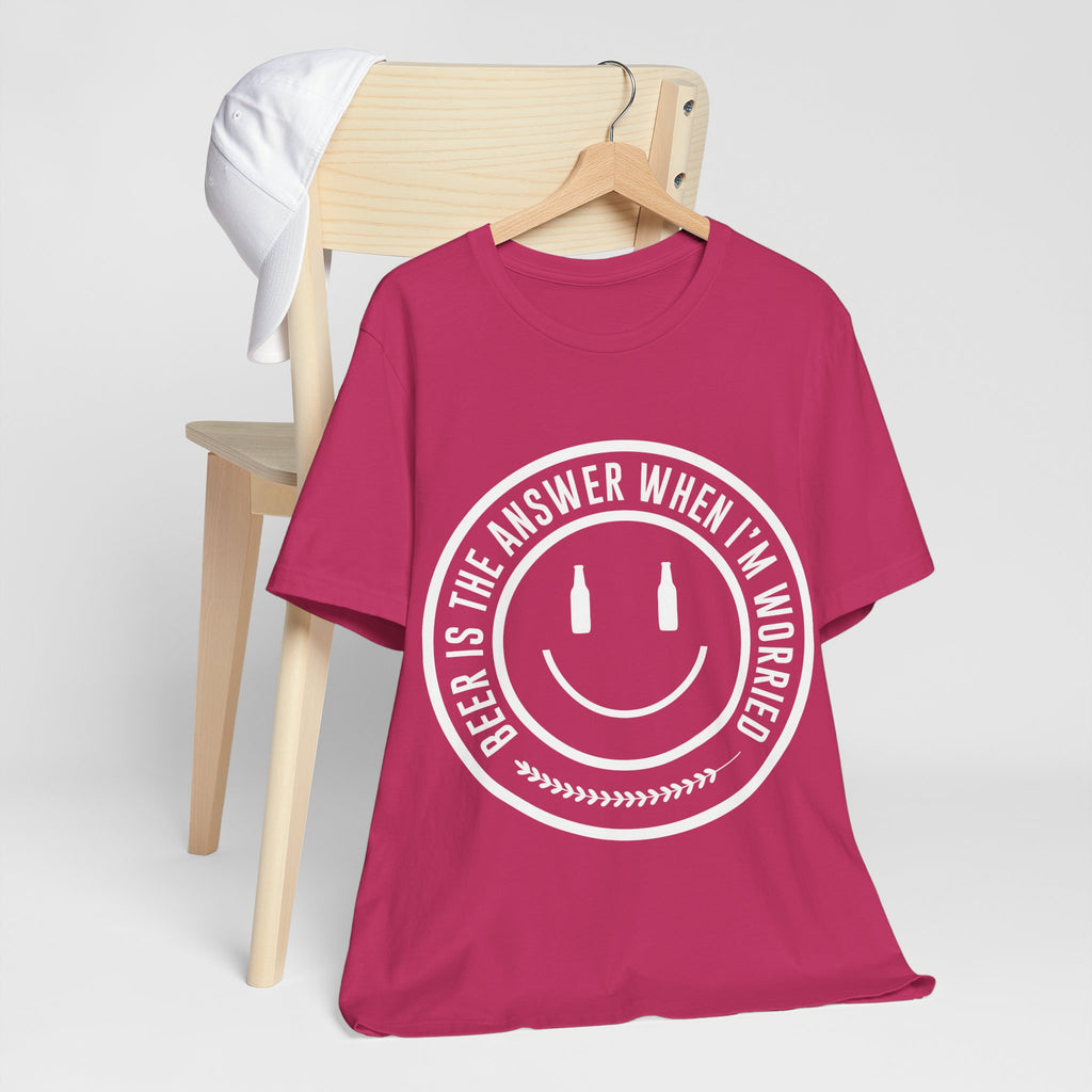 Beer Is The Answer T-Shirt — Funny Smiley Beer Graphic Tee