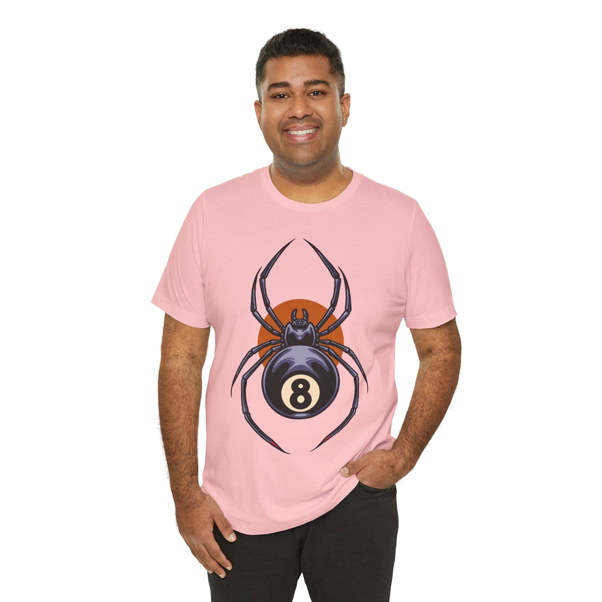 8-Ball Spider Graphic Tee — Pool Player & Halloween Spider T-Shirt