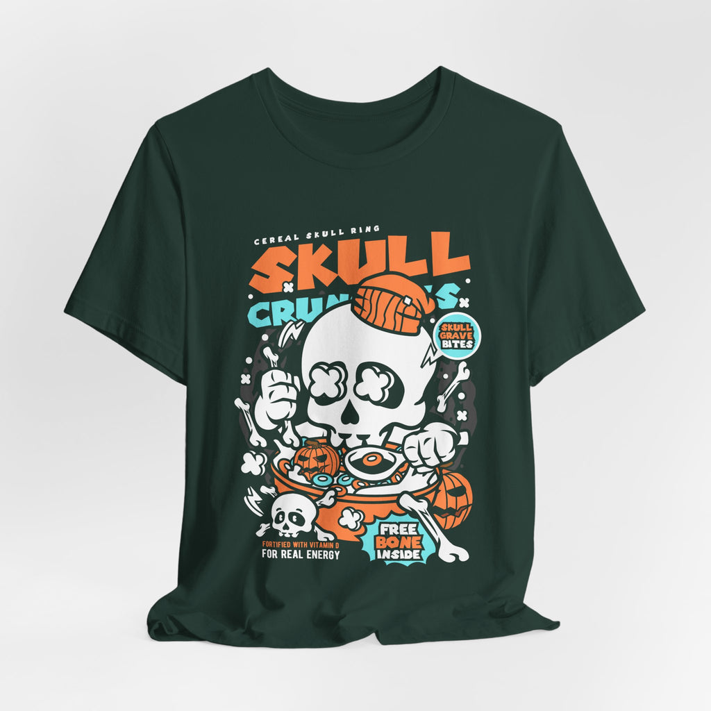 Skull Crunch Cereal Graphic Tee — Halloween Skull Breakfast T-Shirt