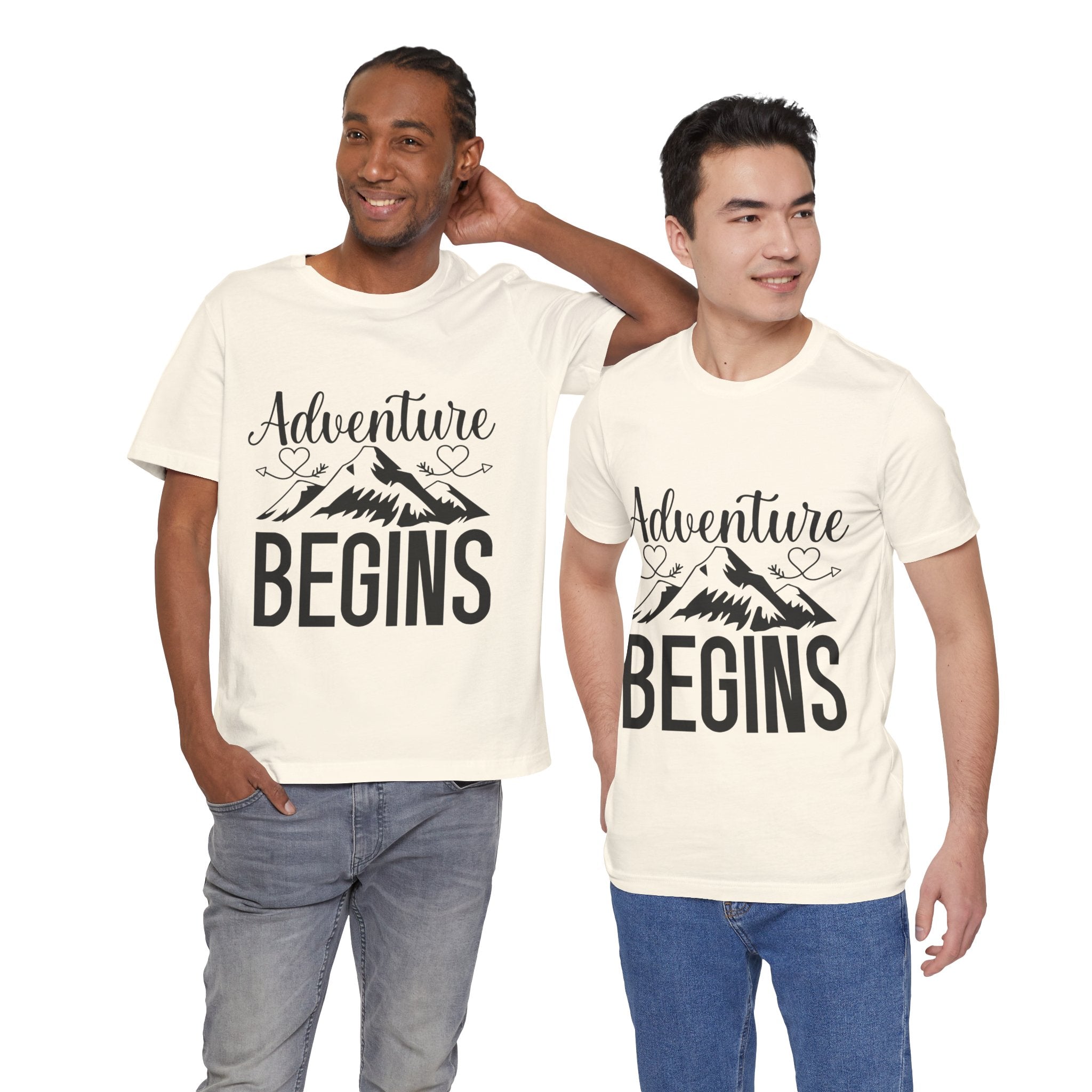 Adventure Begins Tee — Mountain Travel Graphic T-Shirt