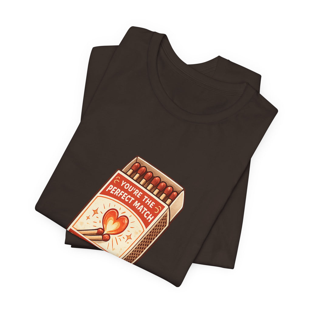 We Spark Matchbox Graphic Tee — "You're the Perfect Match" Valentine's T-Shirt