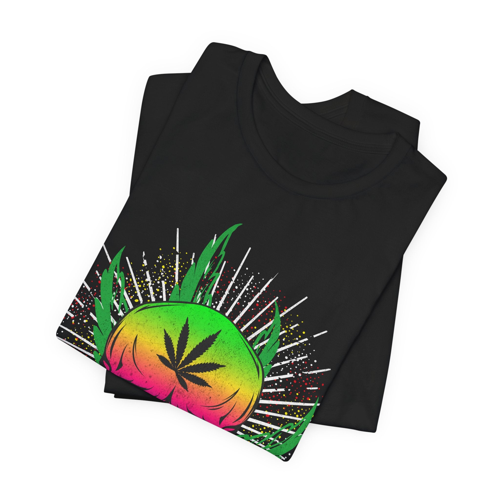 Cannabis Skull T-Shirt — Rasta Rainbow Leaf Graphic Tee