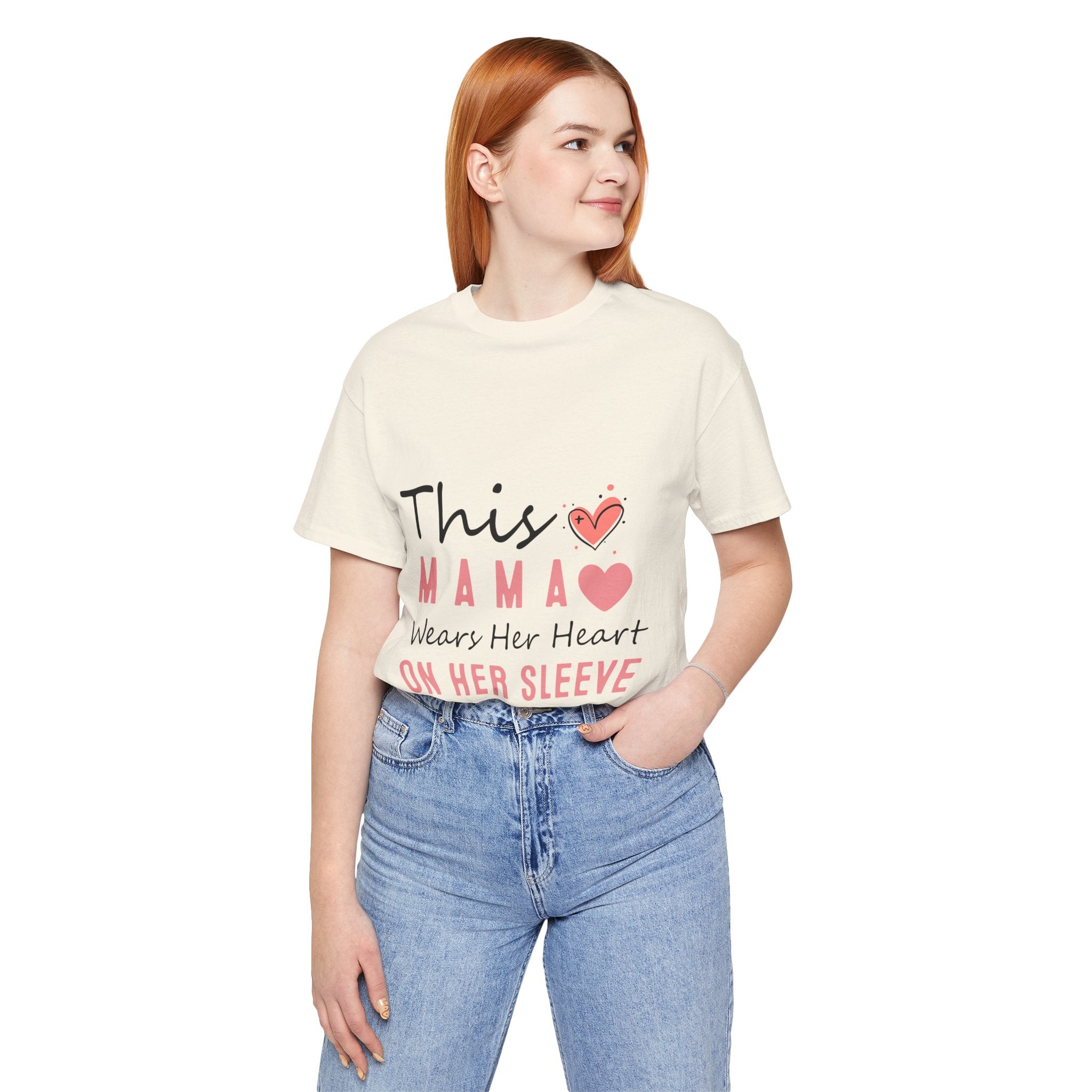 This Mama Wears Her Heart On Her Sleeve T-Shirt – Mother's Day Heart Tee