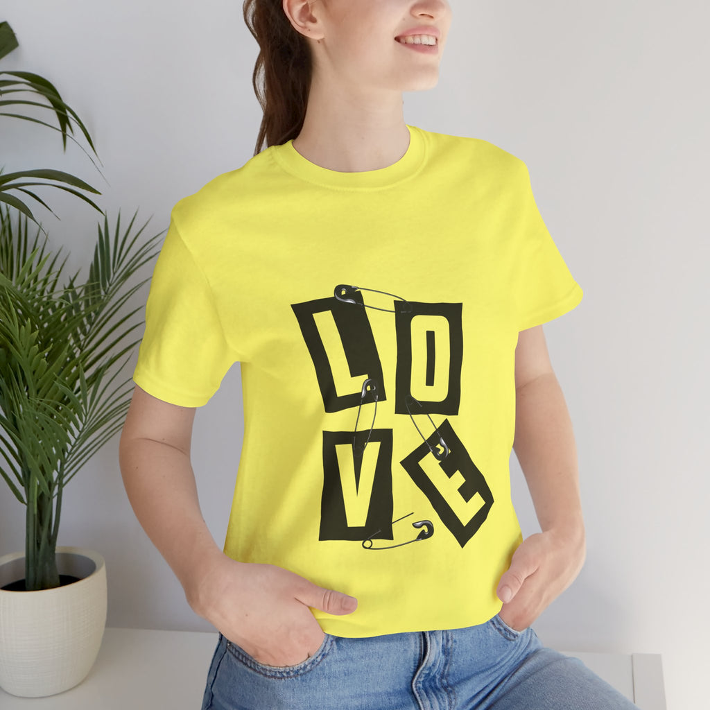 LOVE Safety Pin Graphic Tee — Punk Rock Vintage Valentine T‑Shirt