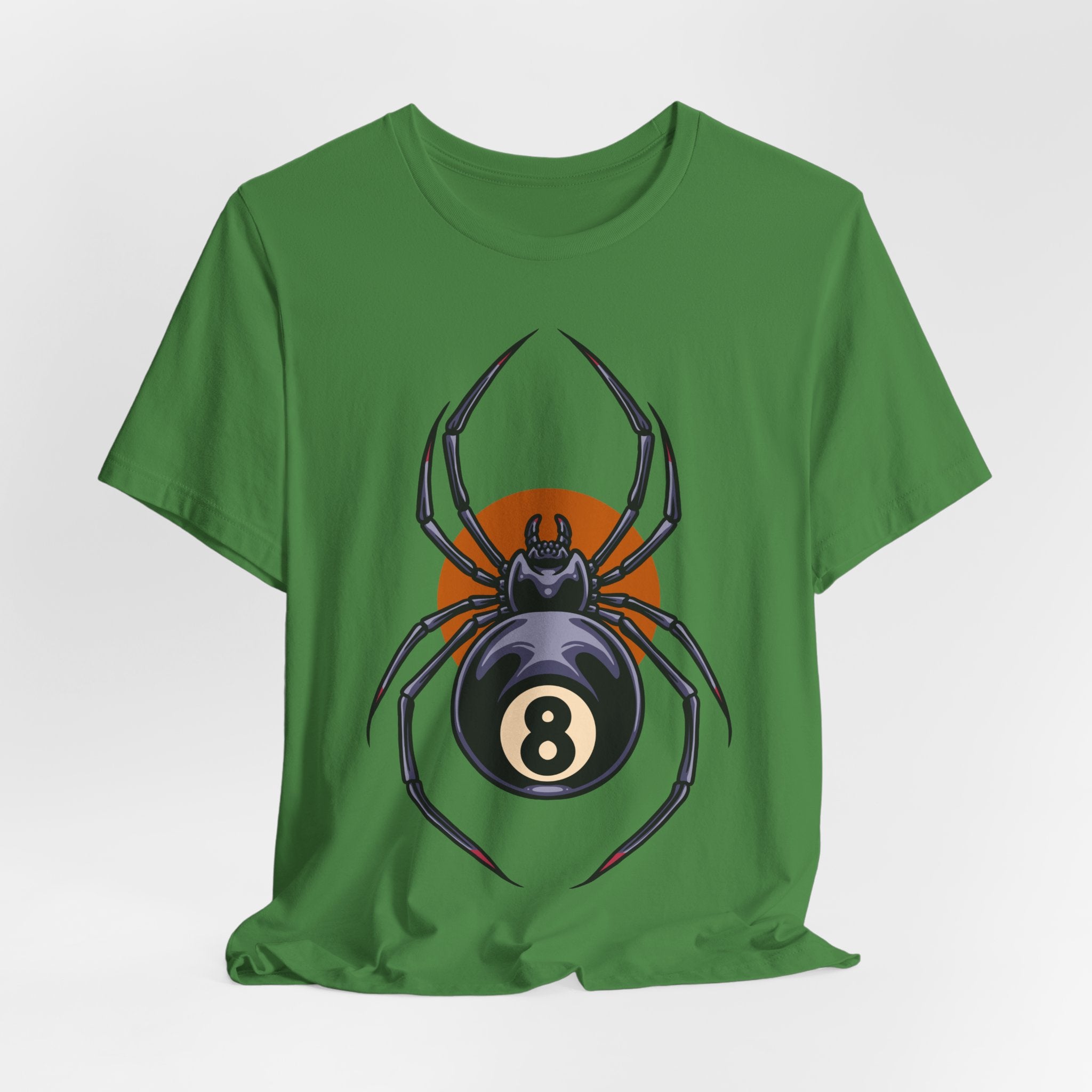 8-Ball Spider Graphic Tee — Pool Player & Halloween Spider T-Shirt