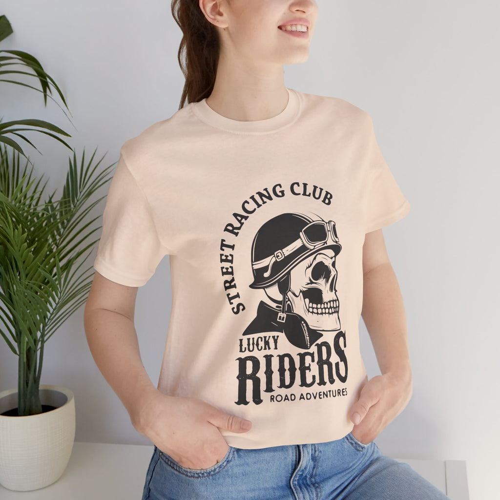 Riders Skull Tee — "Lucky Riders" Street Racing Club Motorcycle T‑Shirt