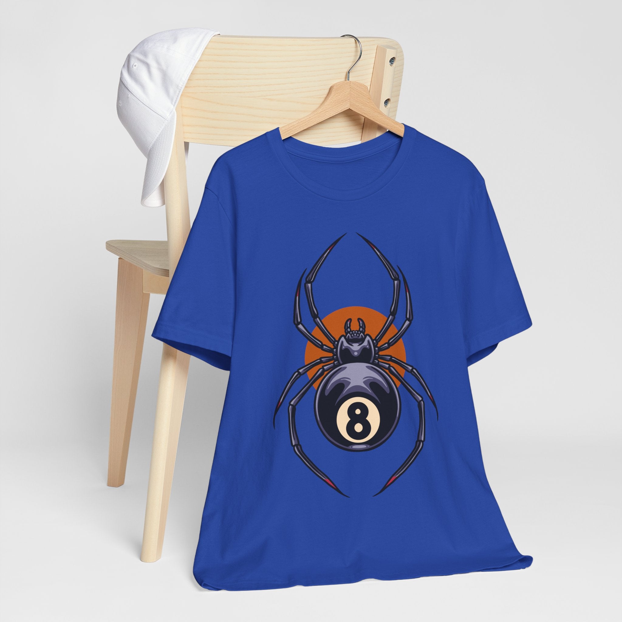 8-Ball Spider Graphic Tee — Pool Player & Halloween Spider T-Shirt