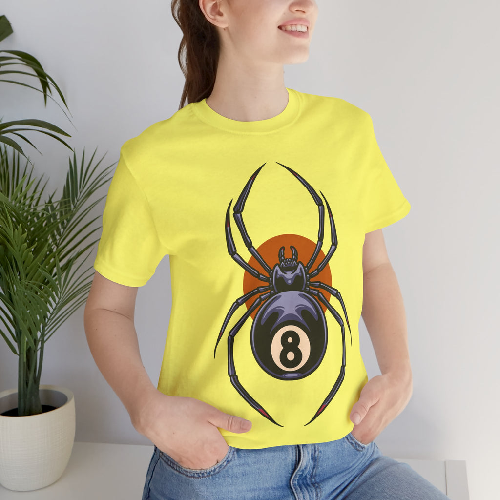8-Ball Spider Graphic Tee — Pool Player & Halloween Spider T-Shirt