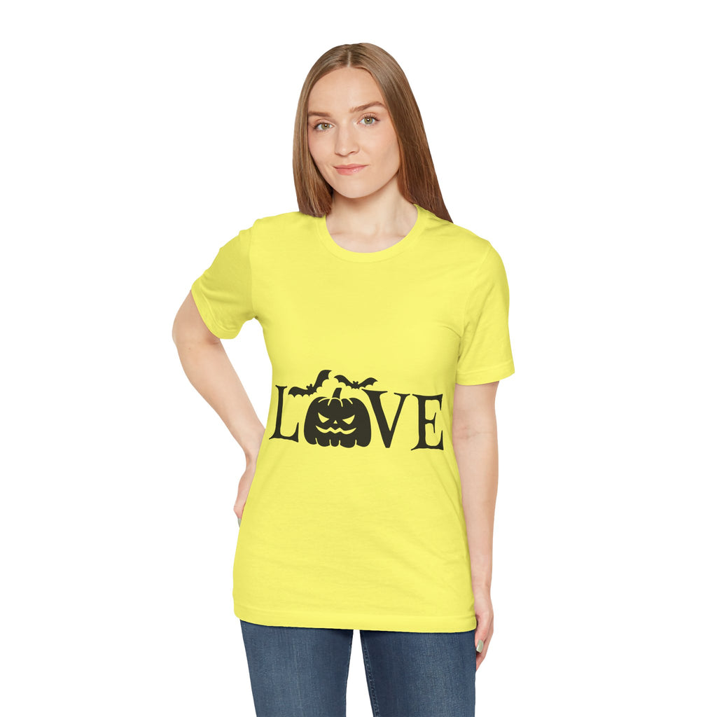 Halloween Love T-Shirt - Jack-o'-Lantern & Bats Graphic Tee