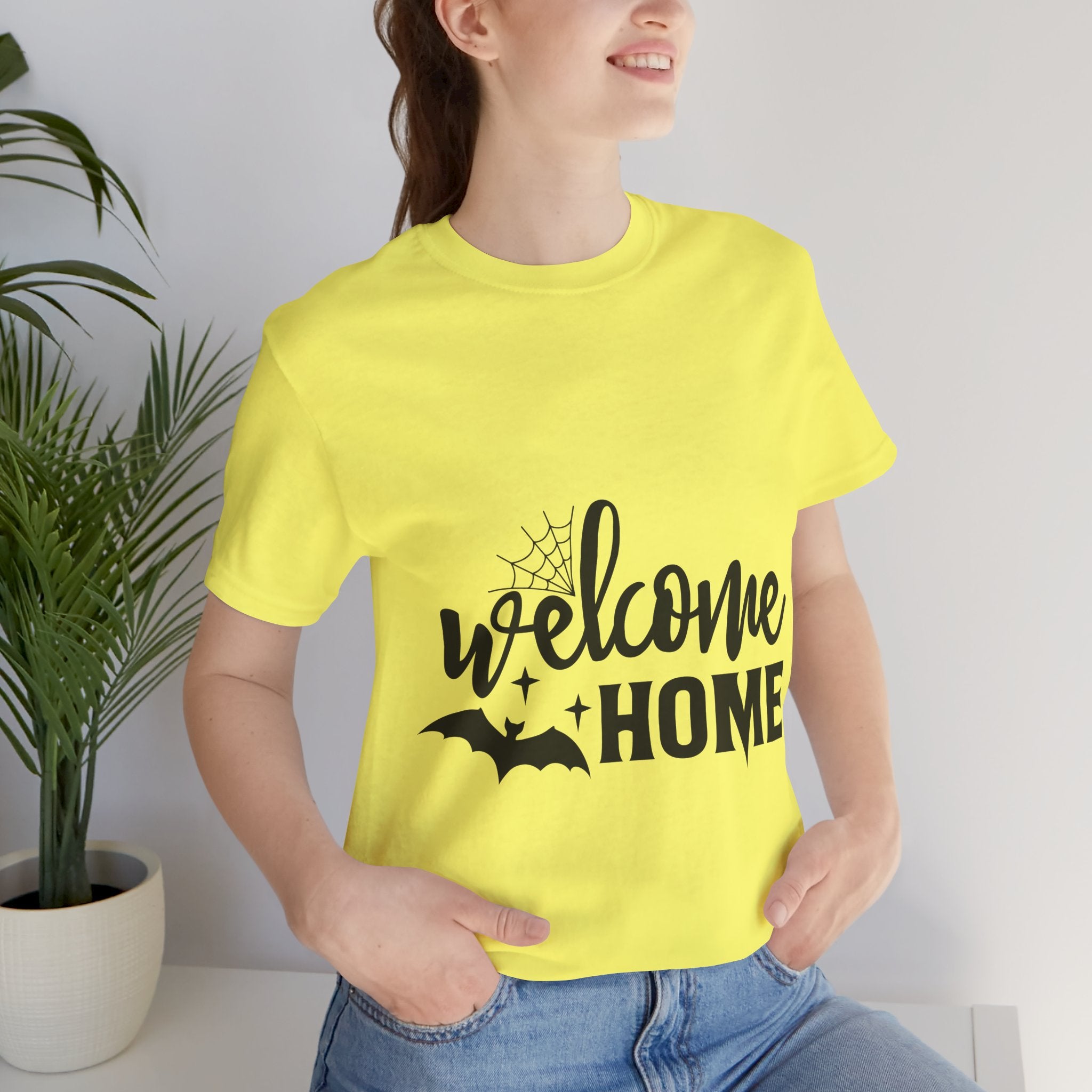 Welcome Home Halloween T-Shirt — Bat & Spiderweb Spooky Tee