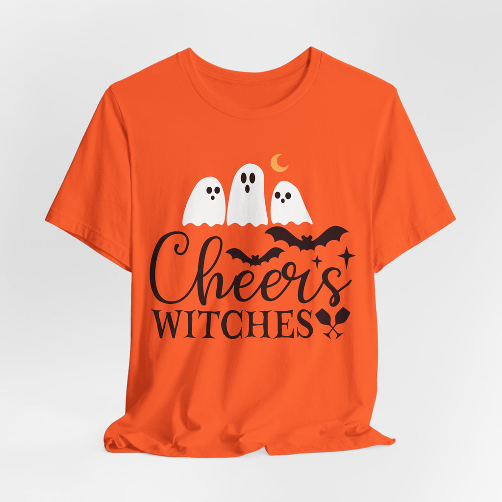 Cheers Witches Halloween Tee — Cute Ghosts, Bats & Party Slogan