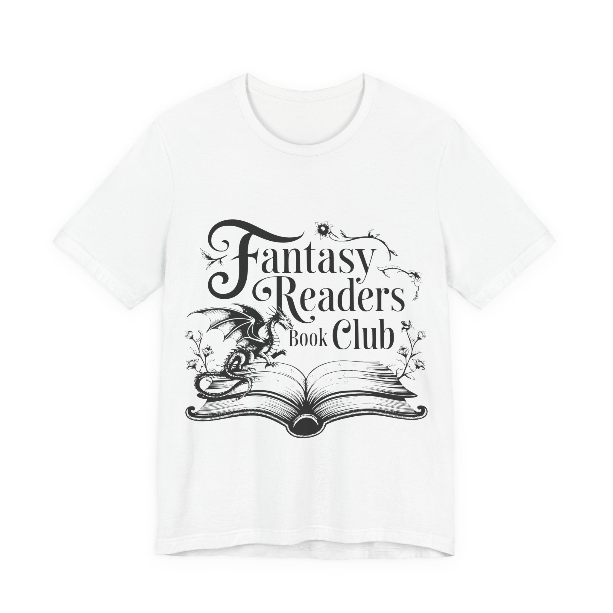 Fantasy Readers Book Club Tee — Dragon & Open Book Graphic Shirt