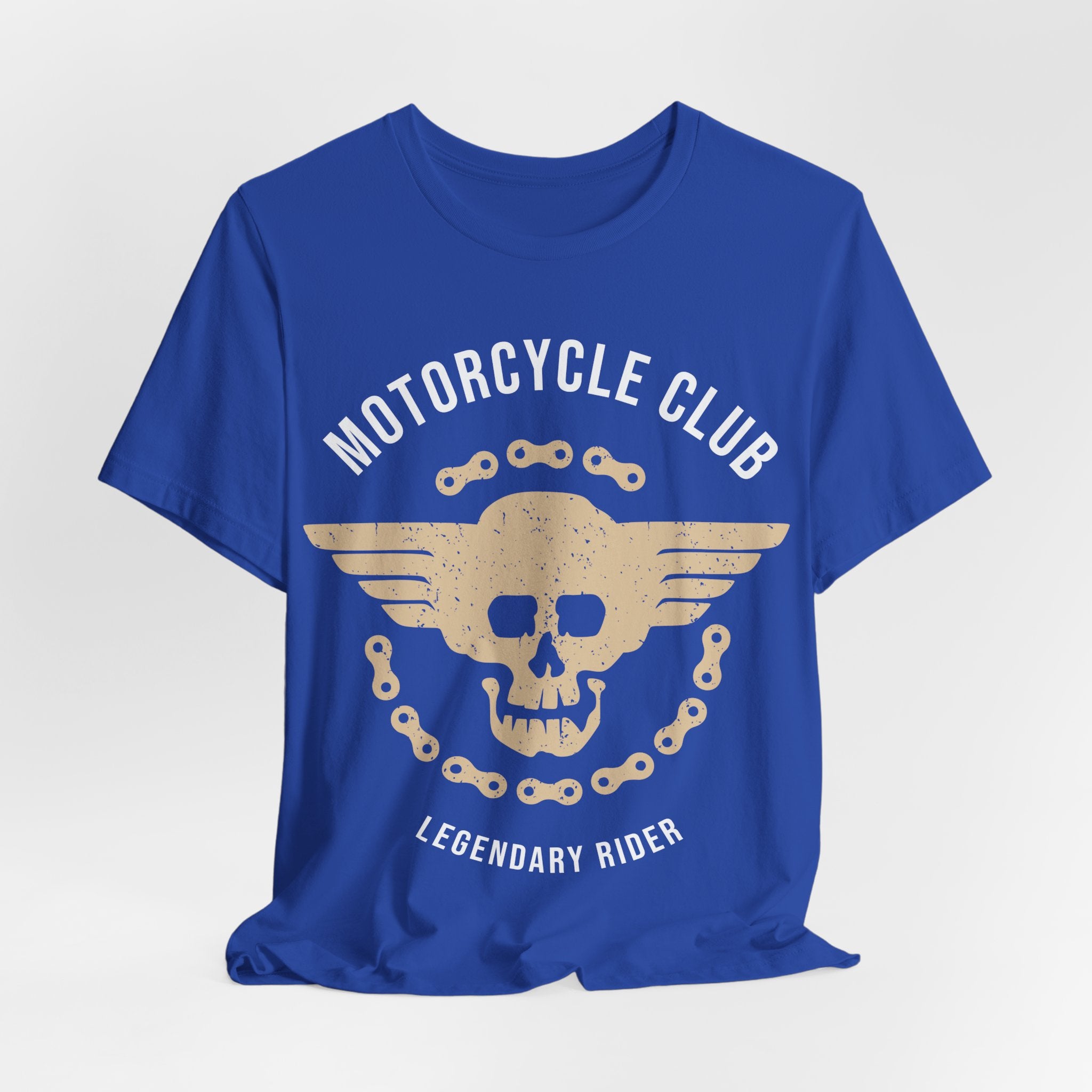 Motorcycle Club Tee — "Legendary Rider" Skull & Chain Graphic Shirt