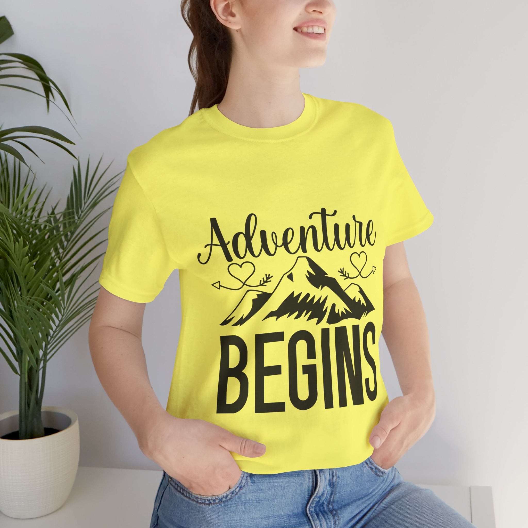 Adventure Begins Tee — Mountain Travel Graphic T-Shirt