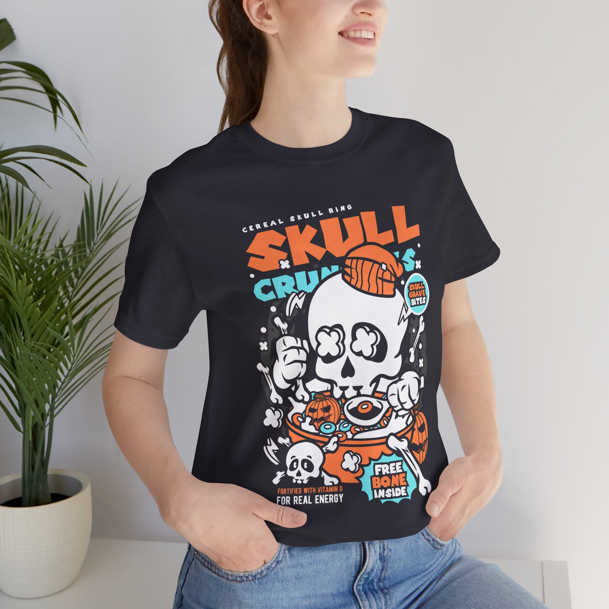Skull Crunch Cereal Graphic Tee — Halloween Skull Breakfast T-Shirt