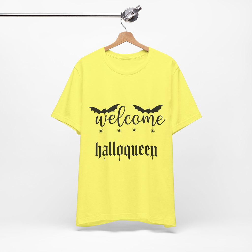 Welcome HalloQueen T‑Shirt — Halloween Bat Graphic Tee