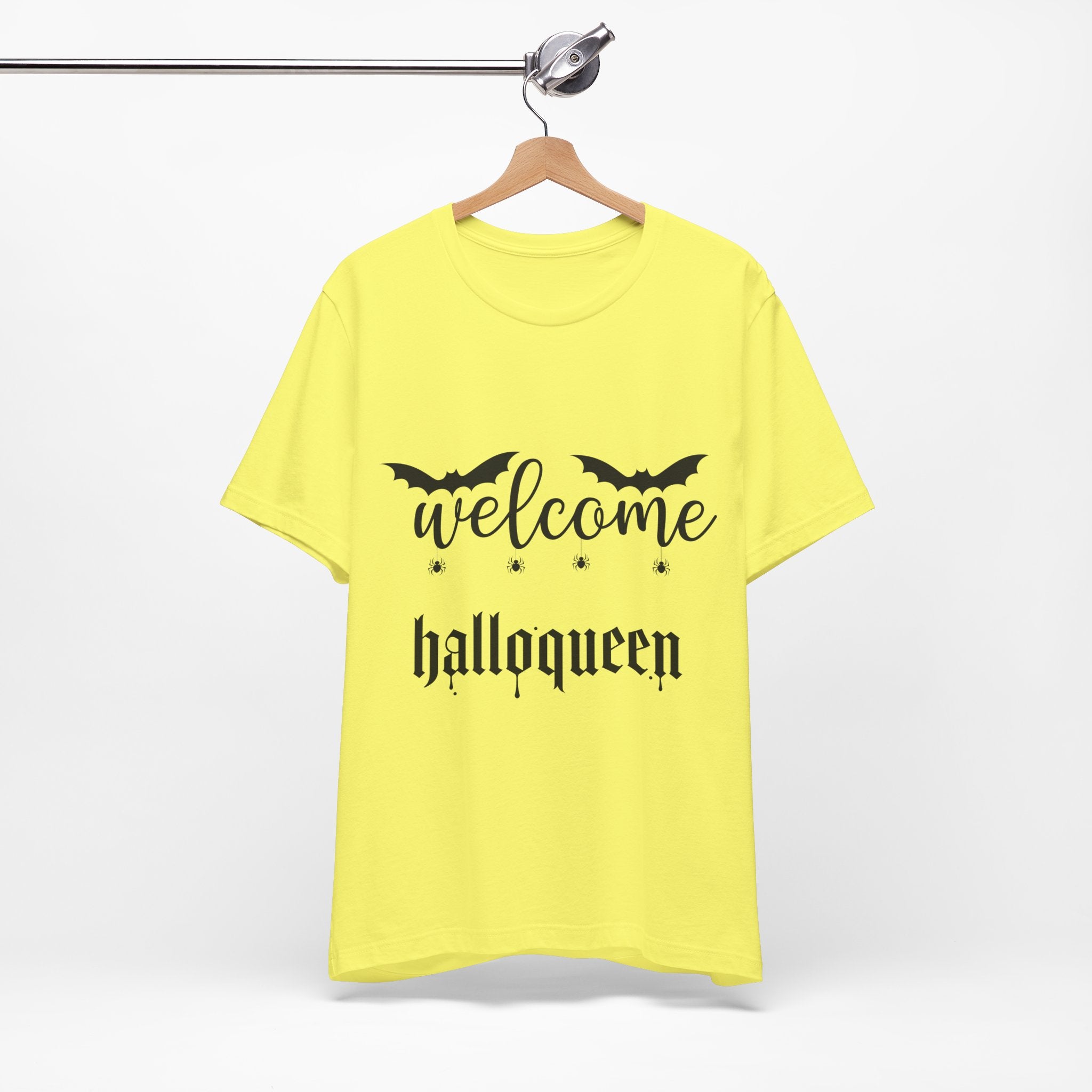 Welcome HalloQueen T‑Shirt — Halloween Bat Graphic Tee