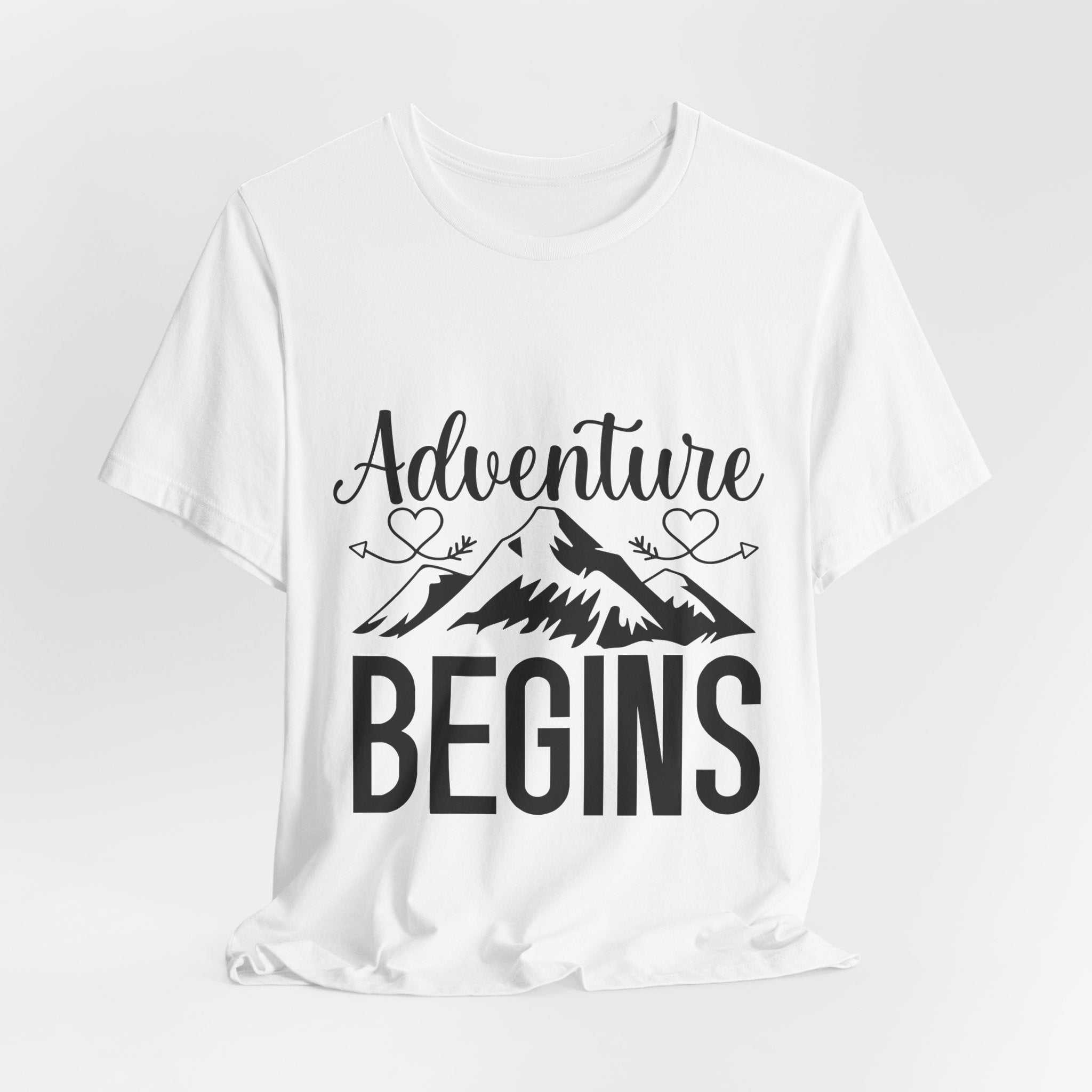 Adventure Begins Tee — Mountain Travel Graphic T-Shirt