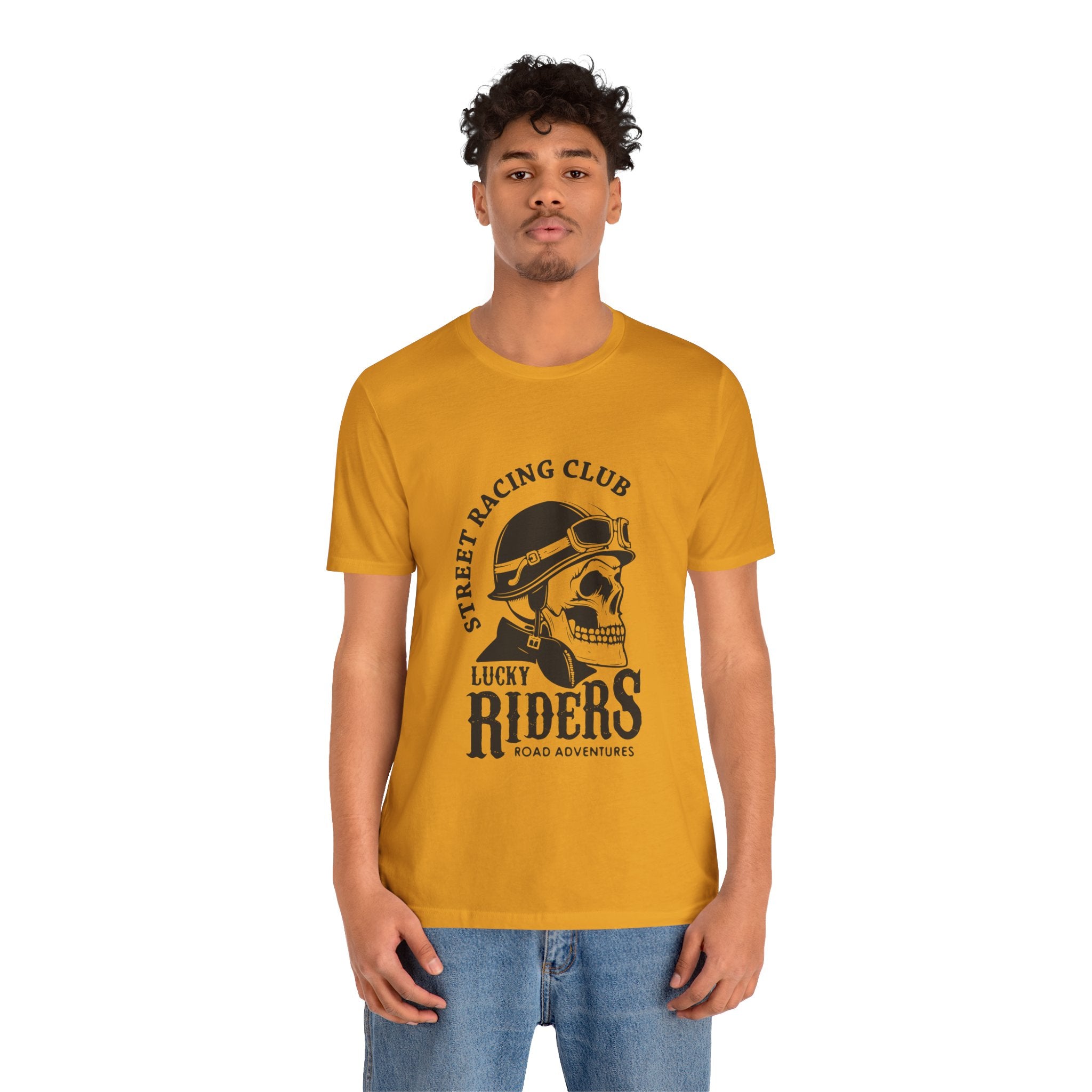 Riders Skull Tee — "Lucky Riders" Street Racing Club Motorcycle T‑Shirt