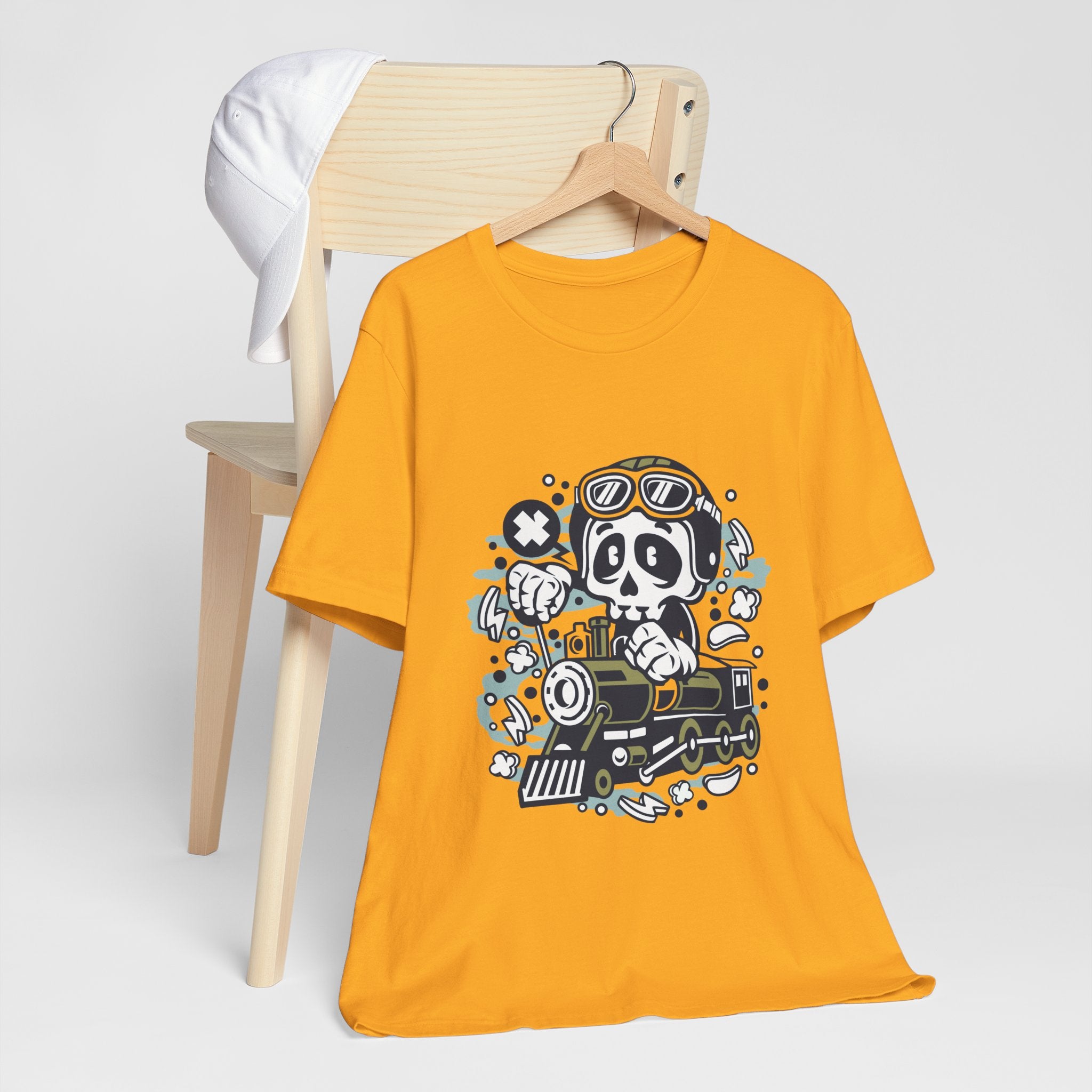 Skull Engineer Train T-Shirt — Cute Skeleton Train Driver Graphic Tee