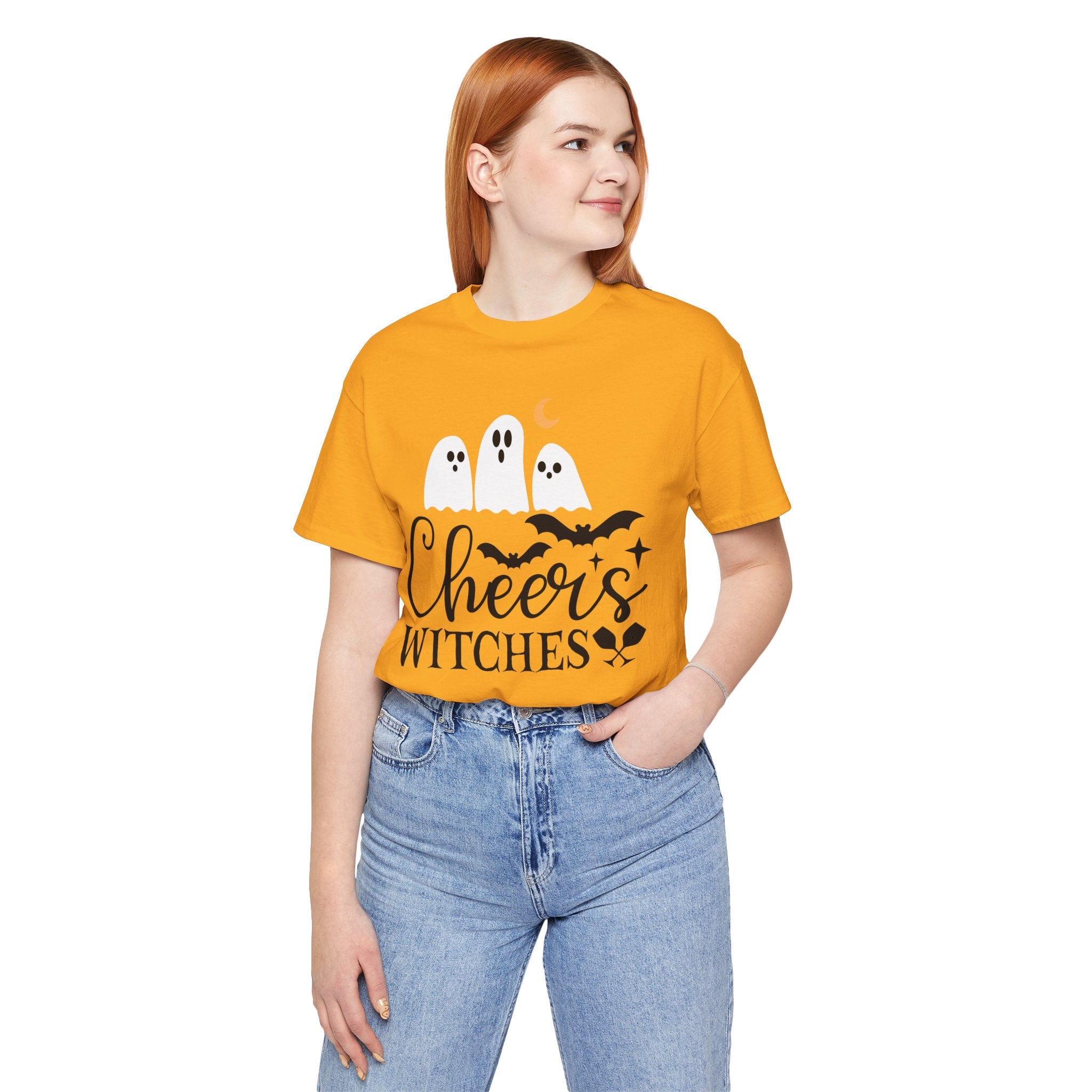 Cheers Witches Halloween Tee — Cute Ghosts, Bats & Party Slogan