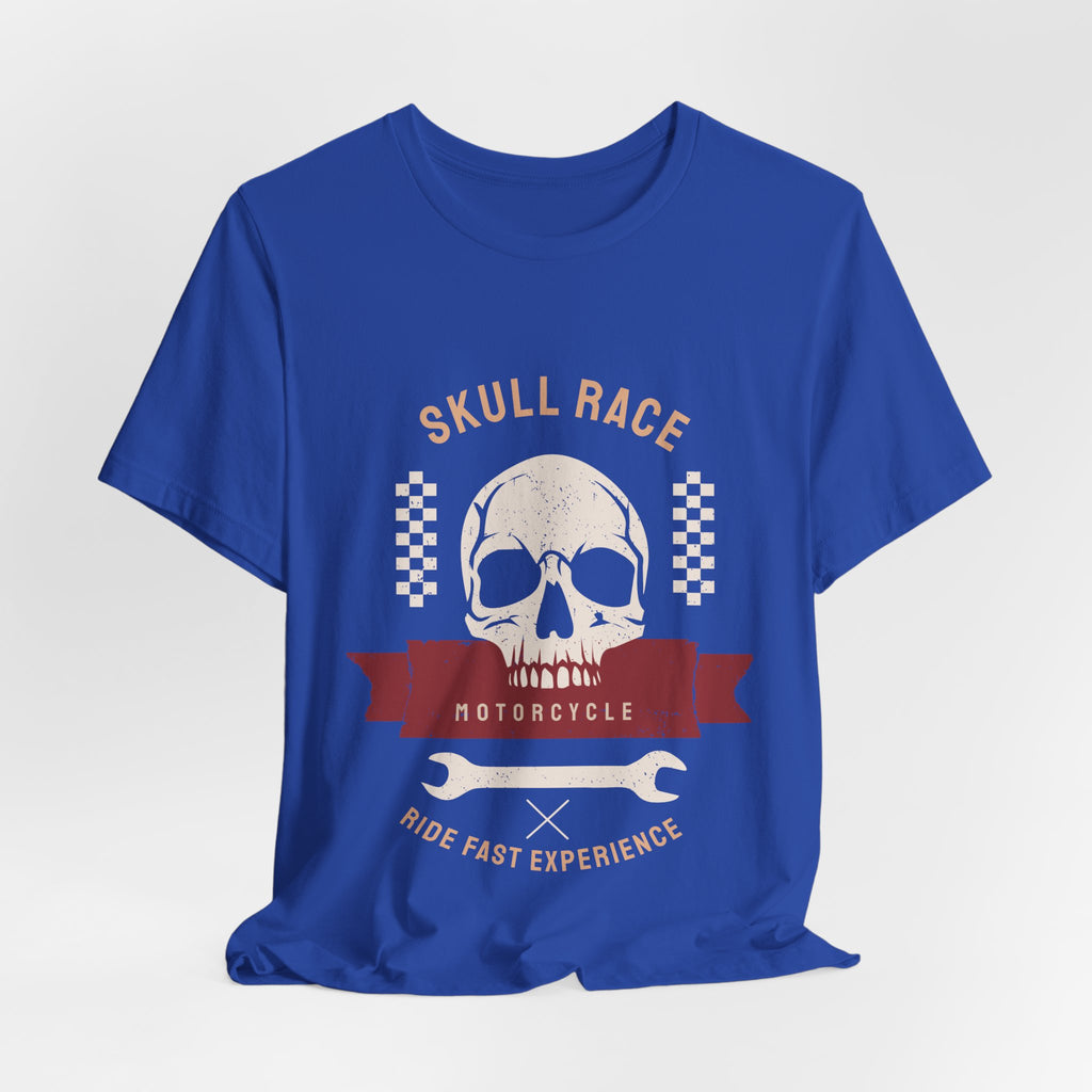 Skull Race Motorcycle Tee — Ride Fast Experience Graphic Shirt