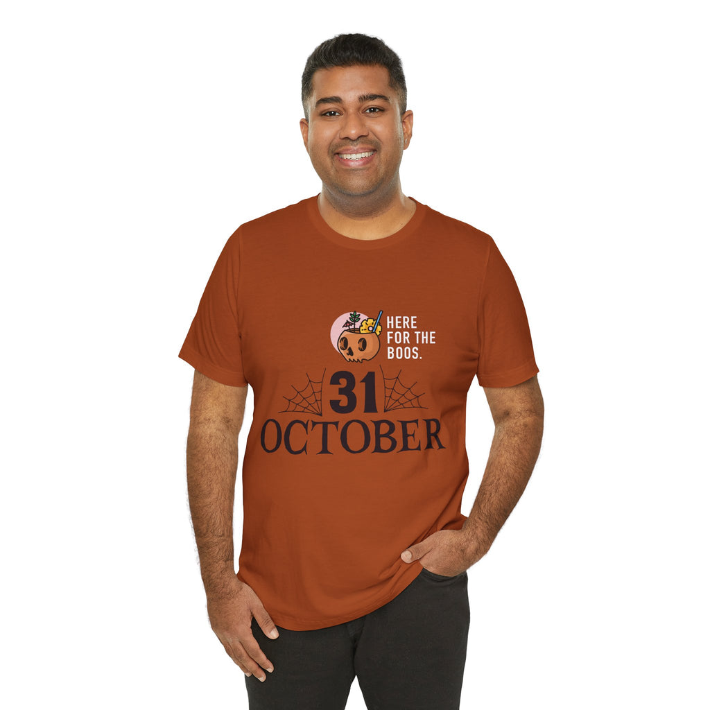 Halloween Tee — "Here for the Boos" 31 October Pumpkin Shirt