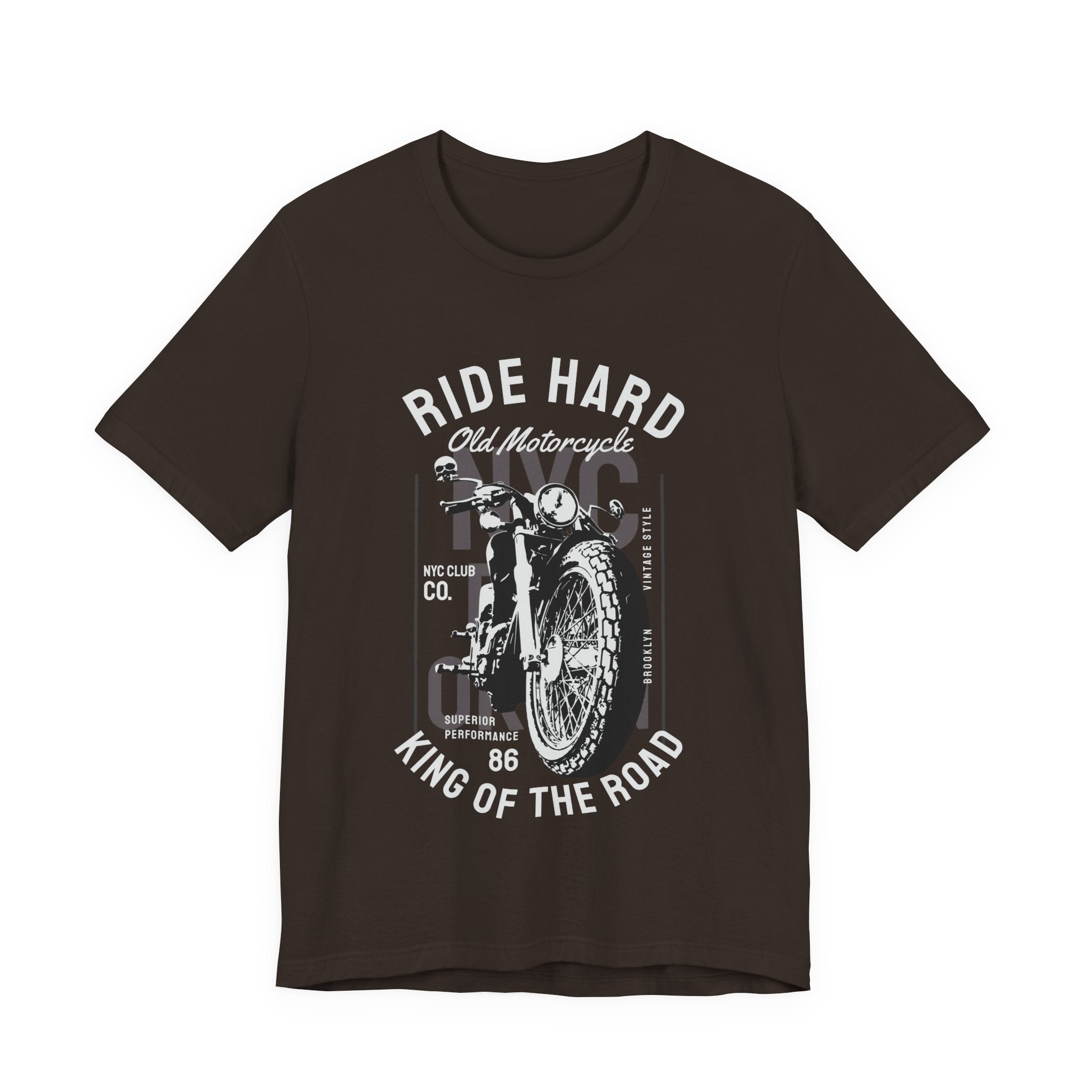 Motorcycle Tee — "Ride Hard / King of the Road" Vintage Bike T-Shirt