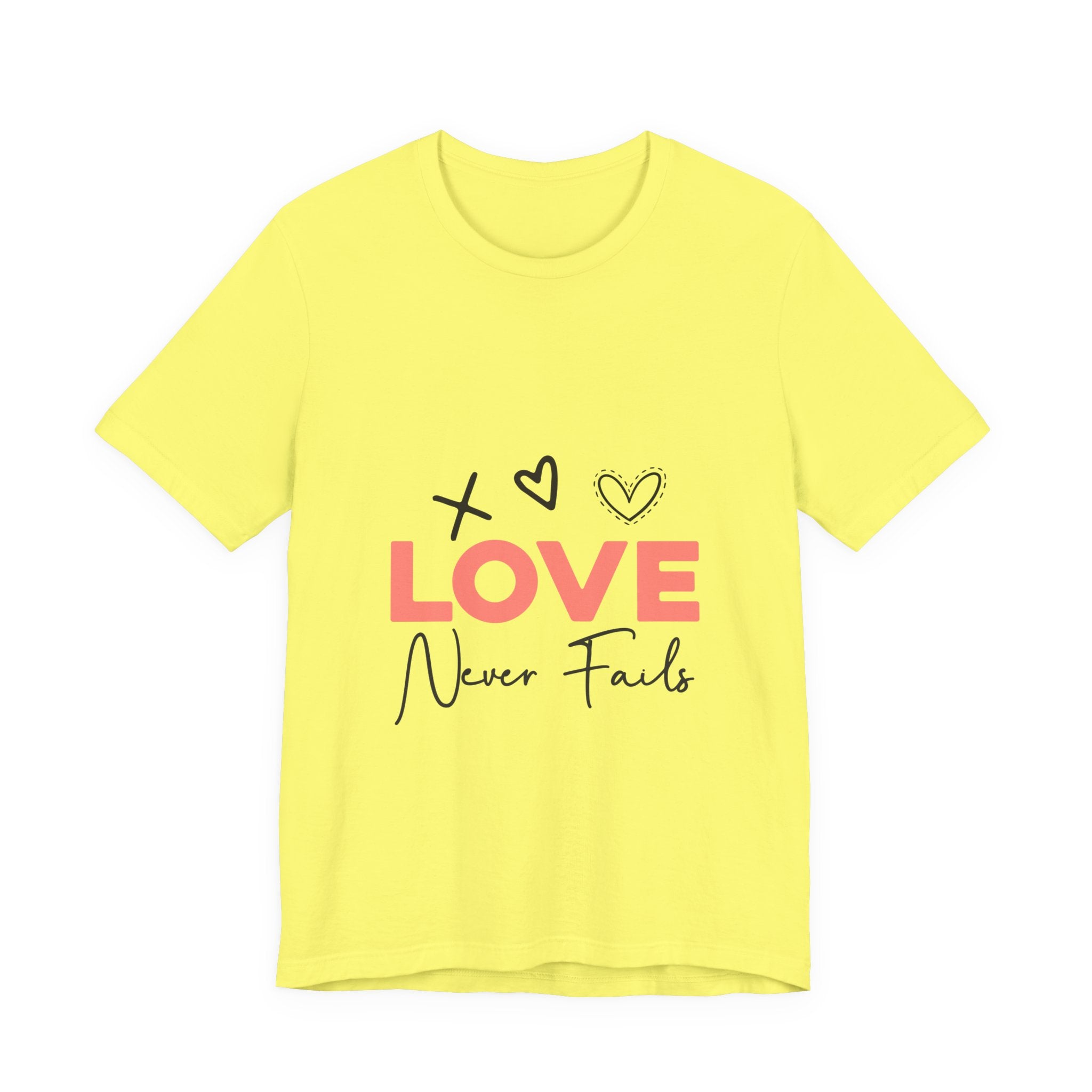 Love Never Fails T-Shirt – Inspirational Heart Graphic Tee