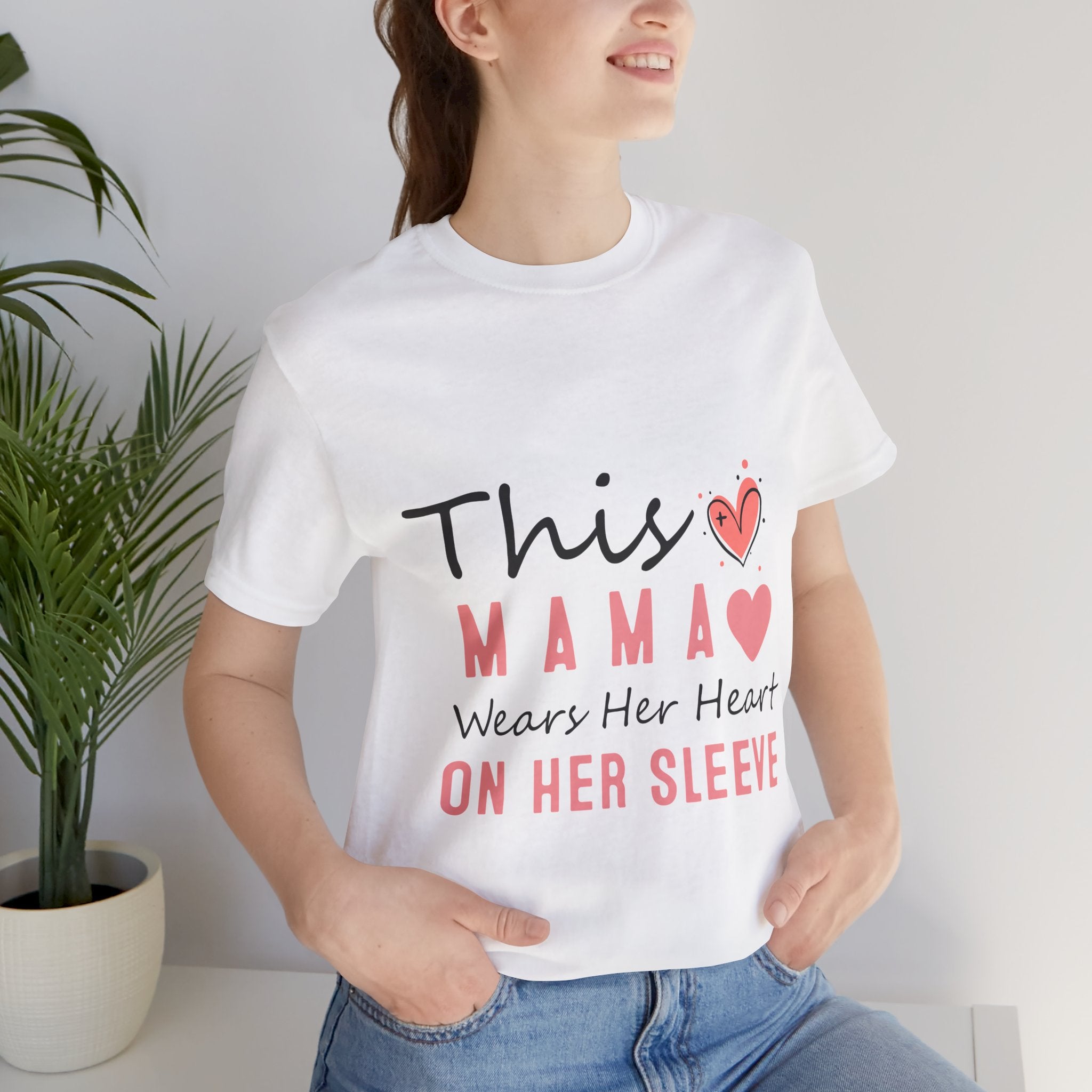 This Mama Wears Her Heart On Her Sleeve T-Shirt – Mother's Day Heart Tee