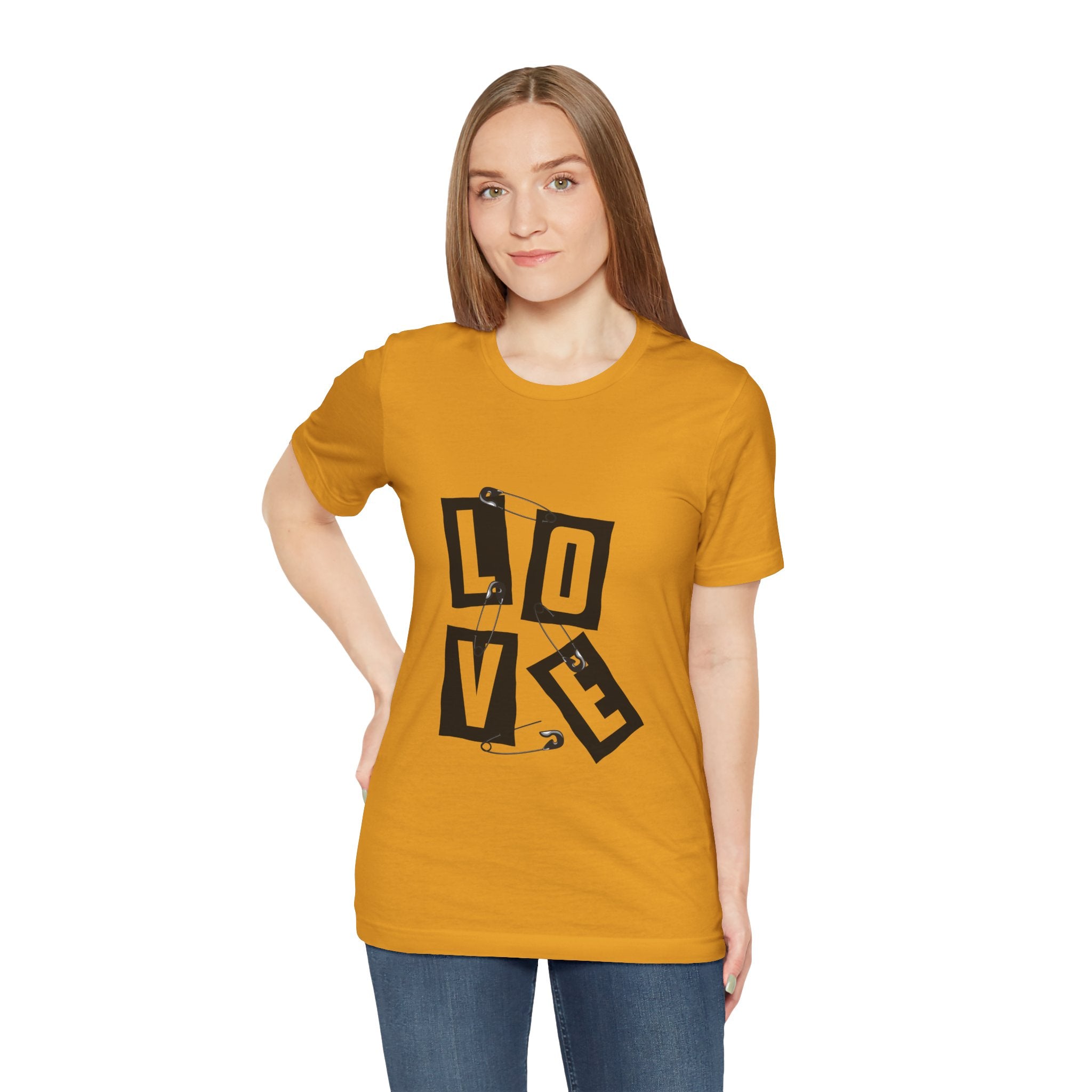 LOVE Safety Pin Graphic Tee — Punk Rock Vintage Valentine T‑Shirt