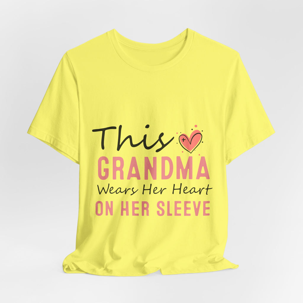 Grandma Heart On Her Sleeve T-Shirt — "This Grandma Wears Her Heart On Her Sleeve" Mother's Day Gift