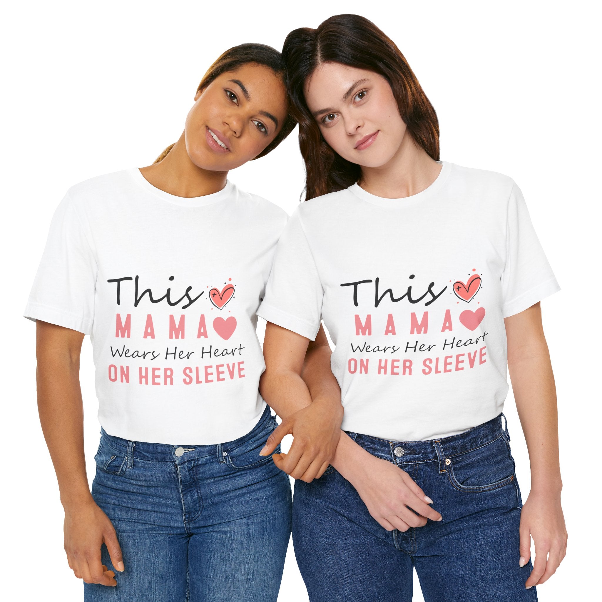 This Mama Wears Her Heart On Her Sleeve T-Shirt – Mother's Day Heart Tee