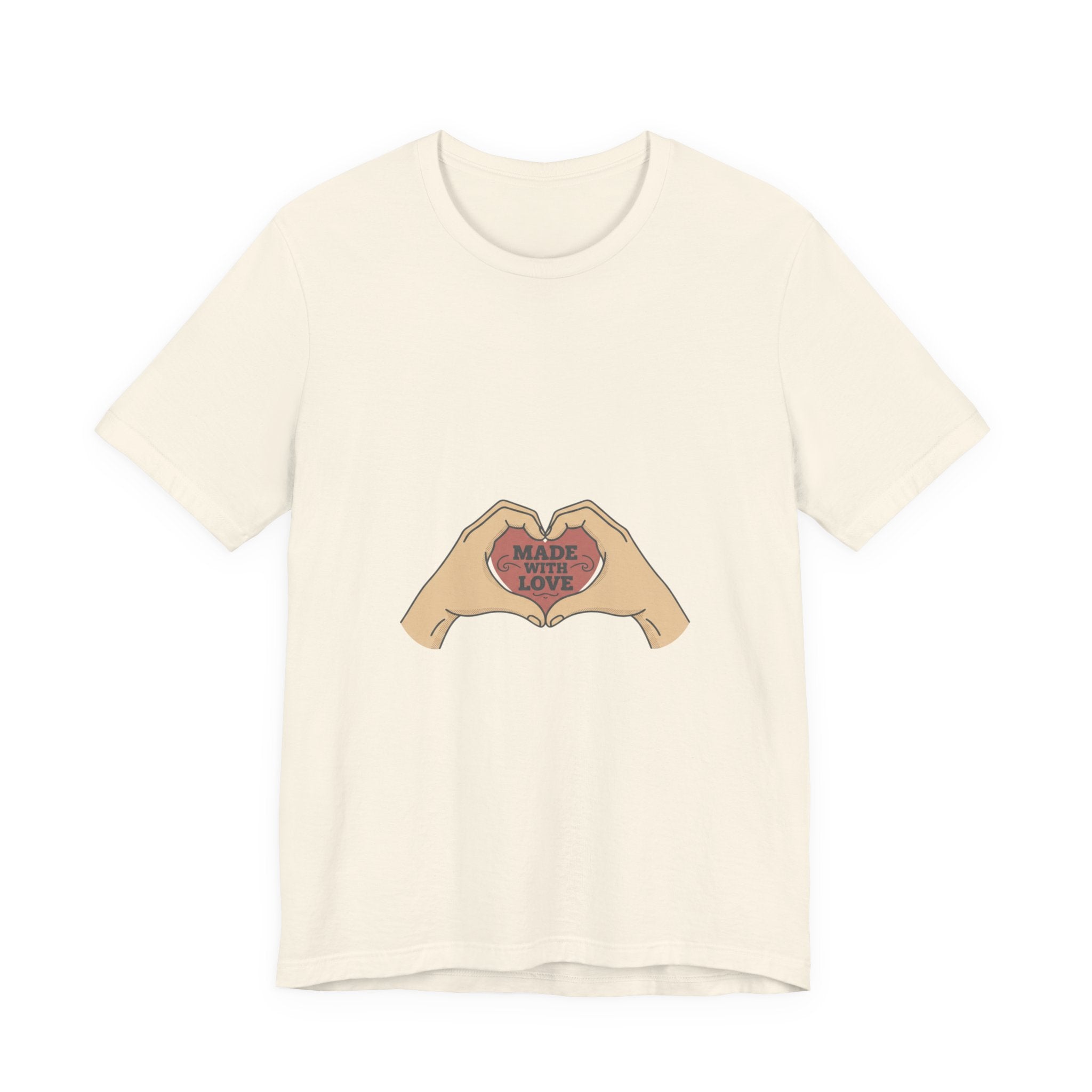 Heart Hands T-Shirt — "Made With Love" Graphic Tee, Cute Valentine’s Day Gift