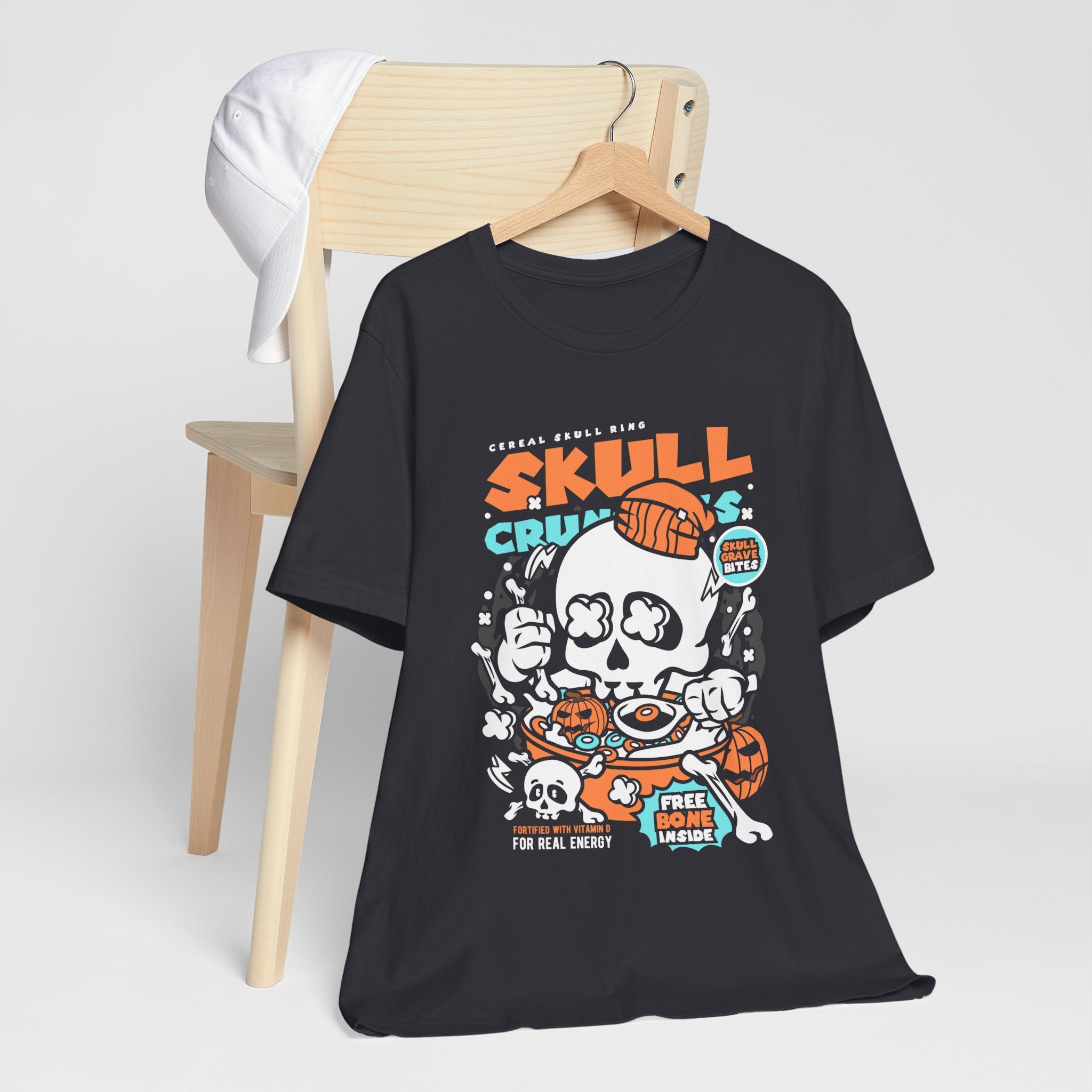 Skull Crunch Cereal Graphic Tee — Halloween Skull Breakfast T-Shirt