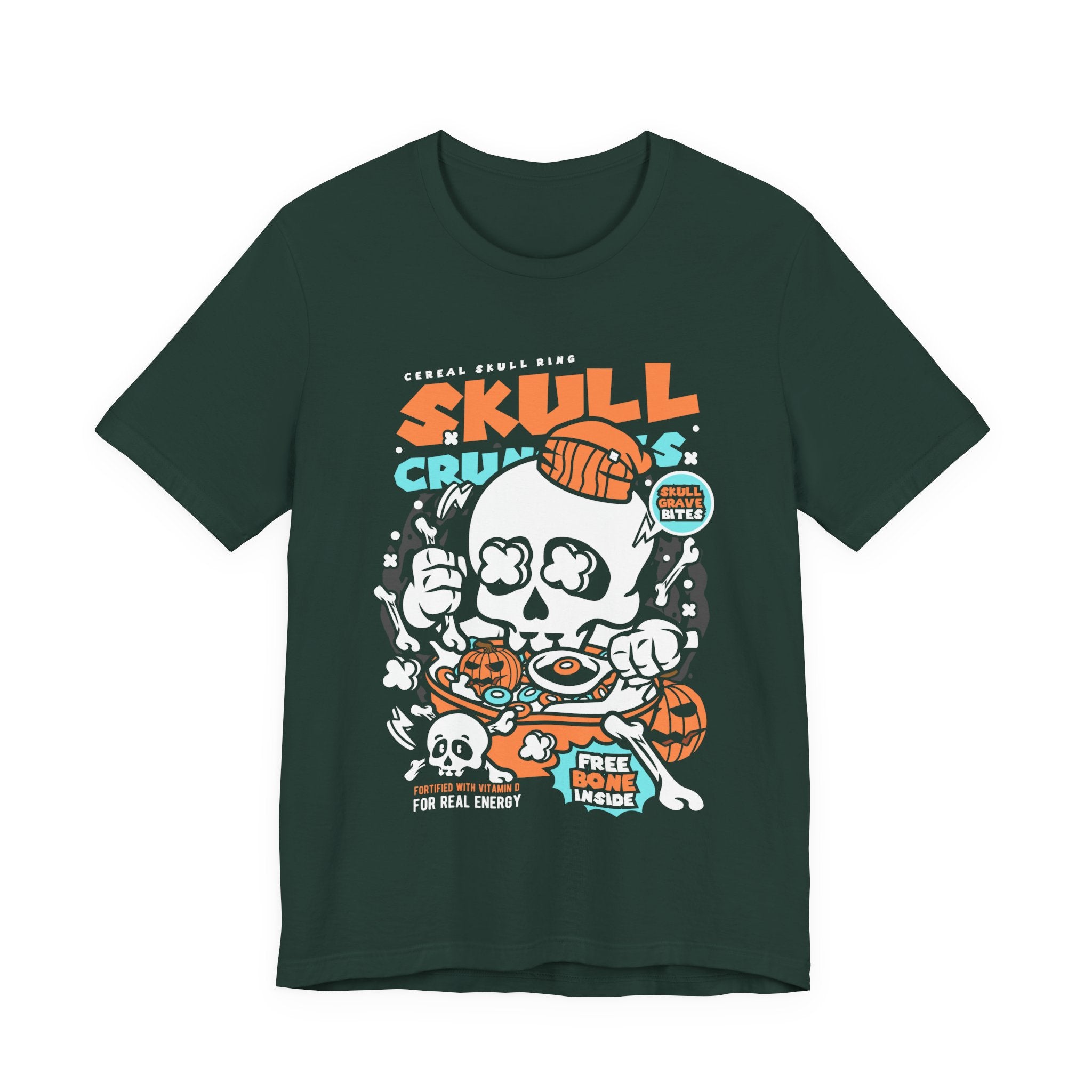 Skull Crunch Cereal Graphic Tee — Halloween Skull Breakfast T-Shirt