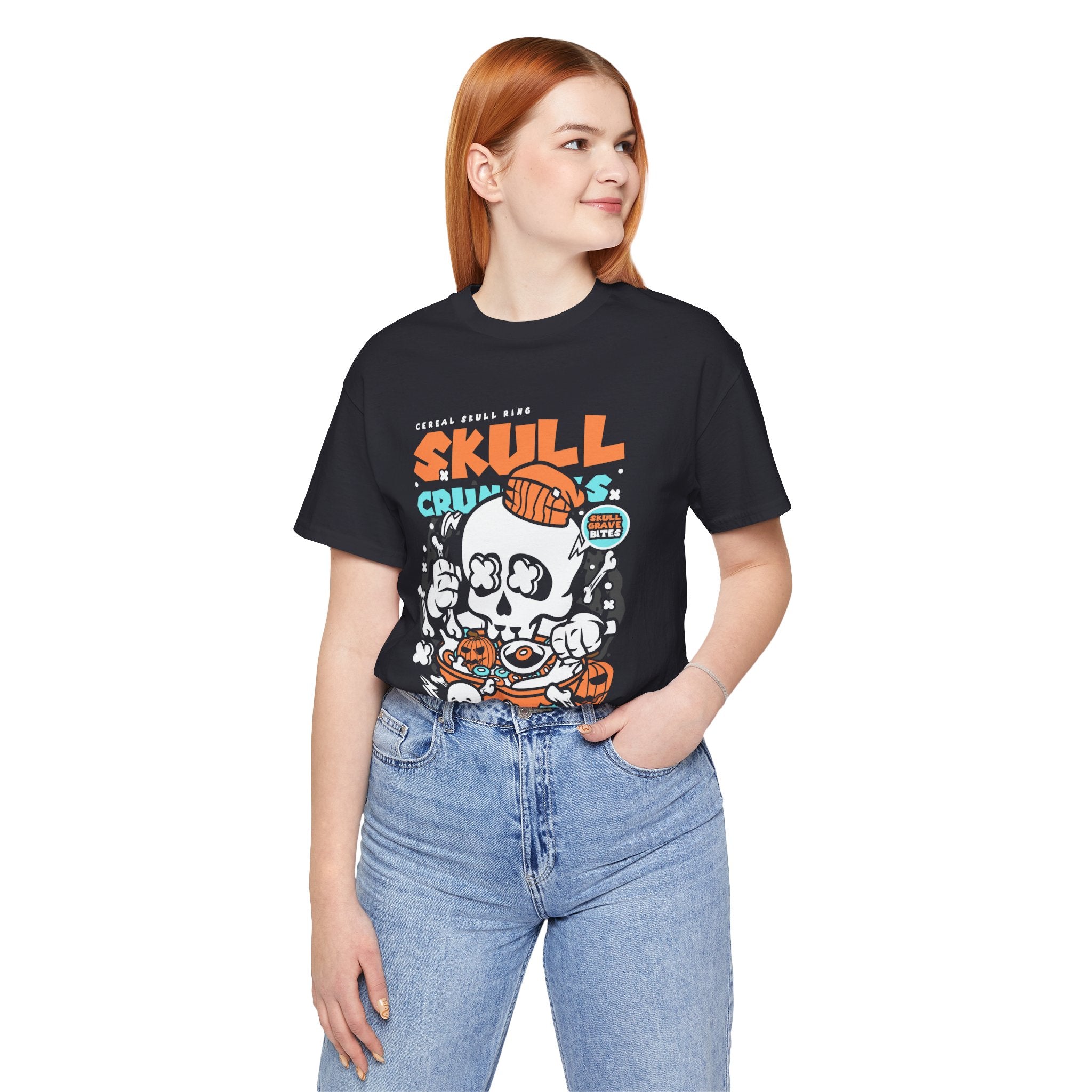 Skull Crunch Cereal Graphic Tee — Halloween Skull Breakfast T-Shirt