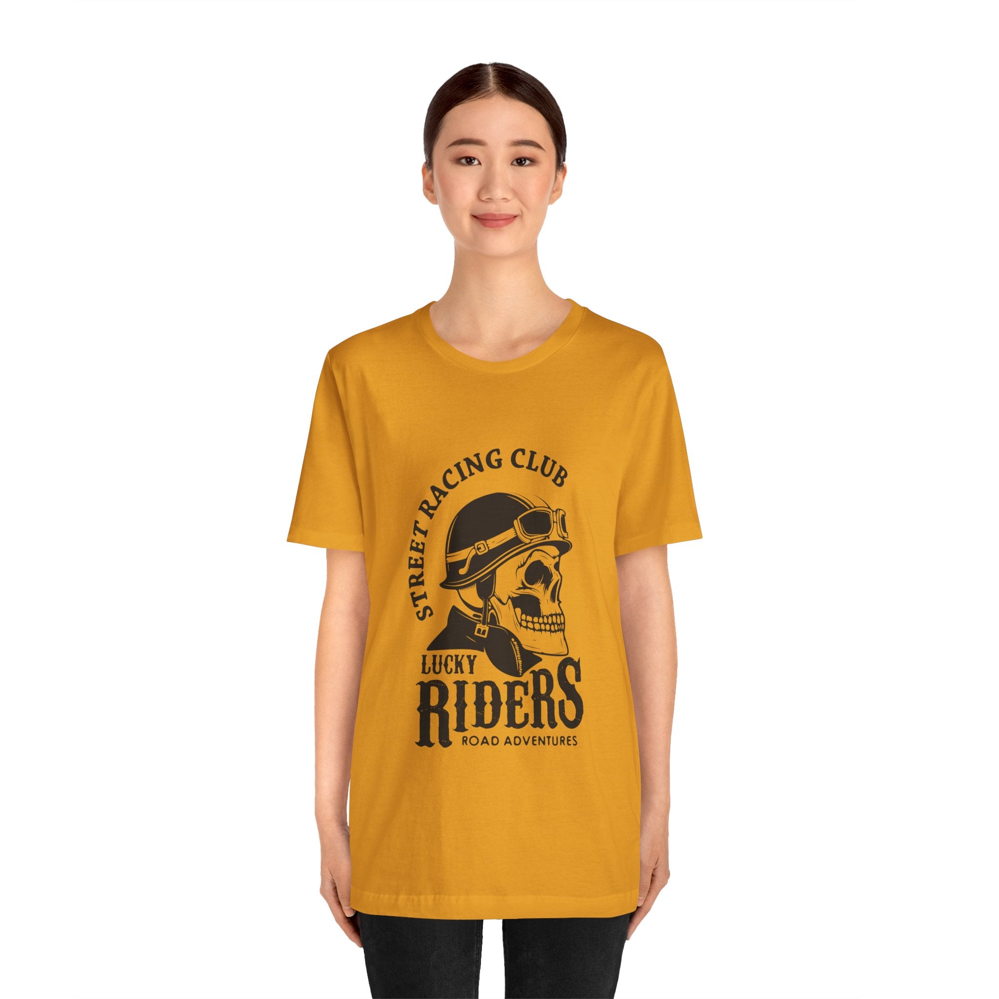 Riders Skull Tee — "Lucky Riders" Street Racing Club Motorcycle T‑Shirt