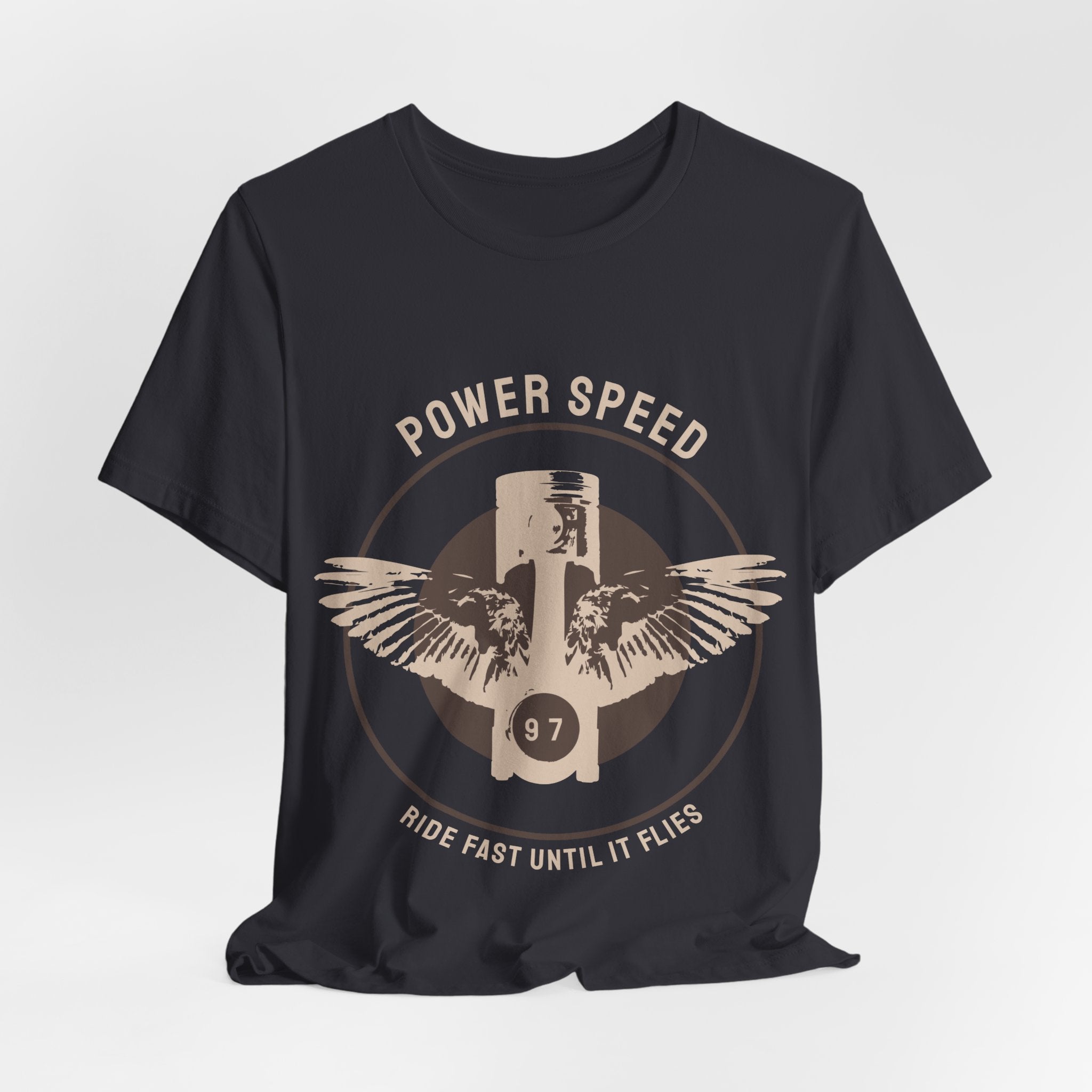 Vintage Motorcycle T‑Shirt — "Power Speed" Ride Fast Until It Flies