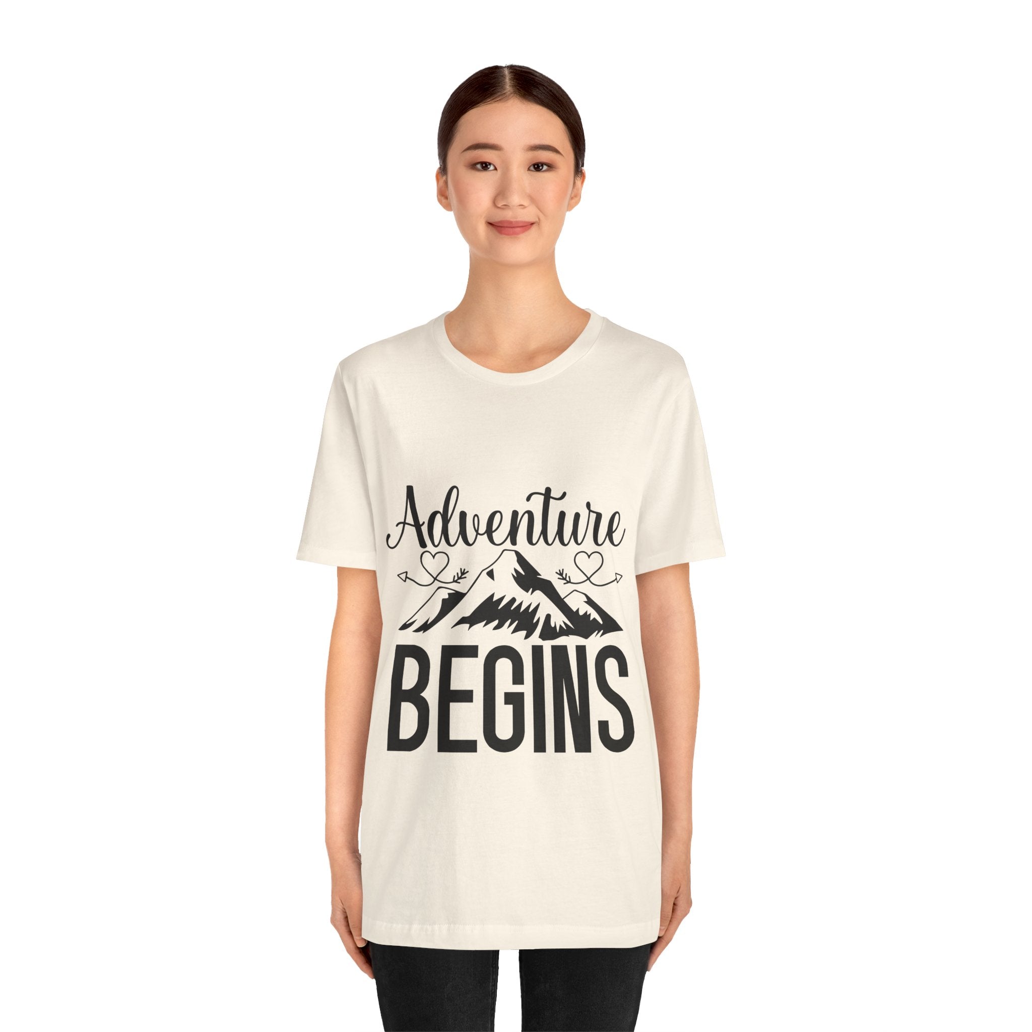 Adventure Begins Tee — Mountain Travel Graphic T-Shirt