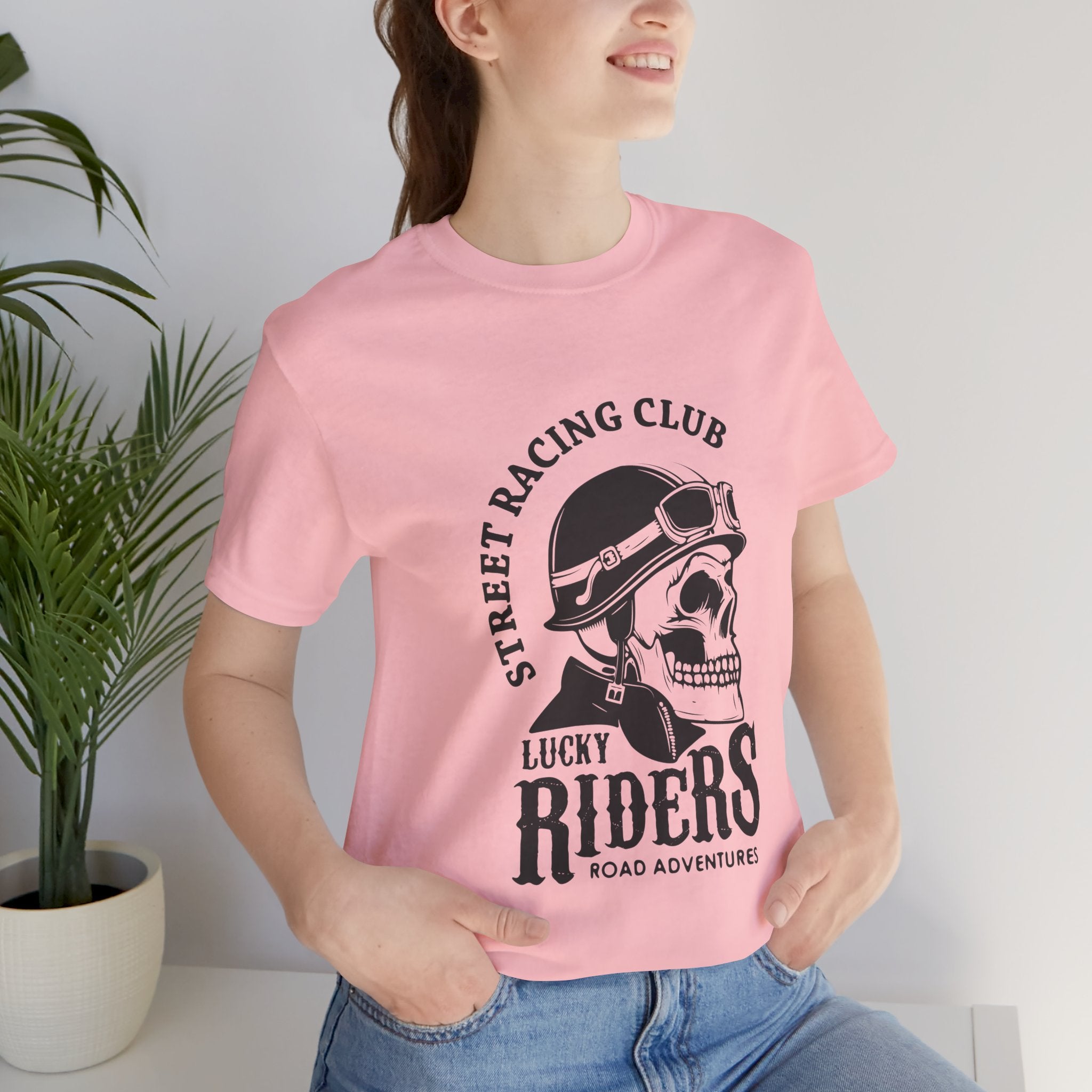 Riders Skull Tee — "Lucky Riders" Street Racing Club Motorcycle T‑Shirt