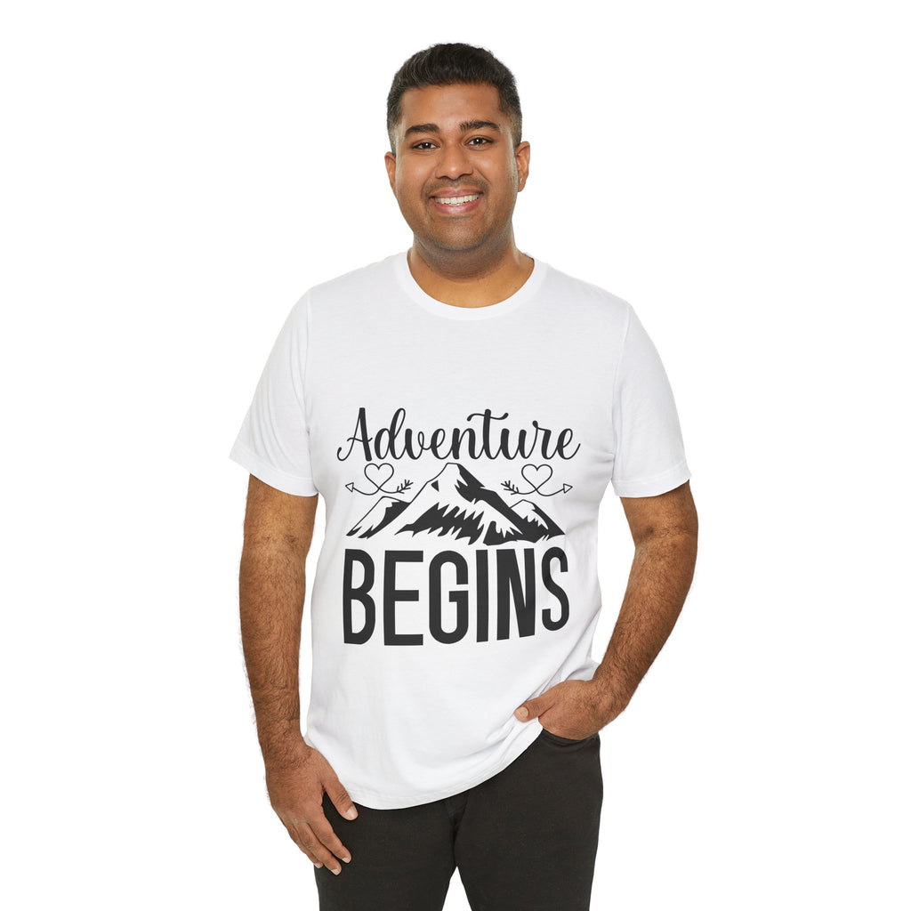 Adventure Begins Tee — Mountain Travel Graphic T-Shirt