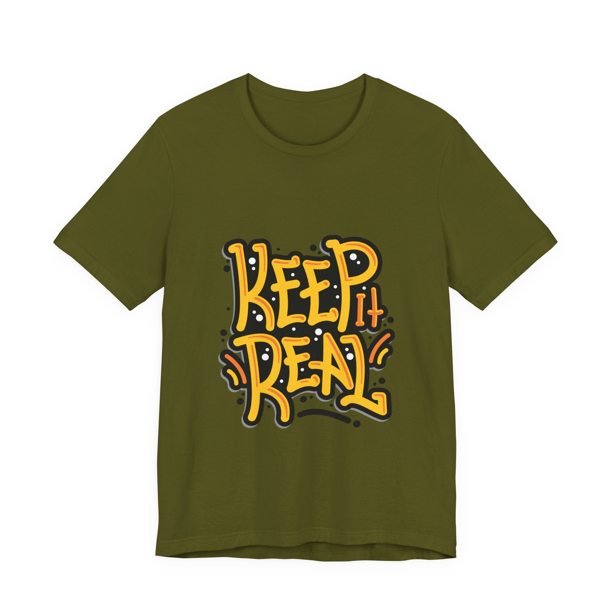 Keep It Real T-Shirt — Retro Yellow Hand-Lettered Graphic Tee